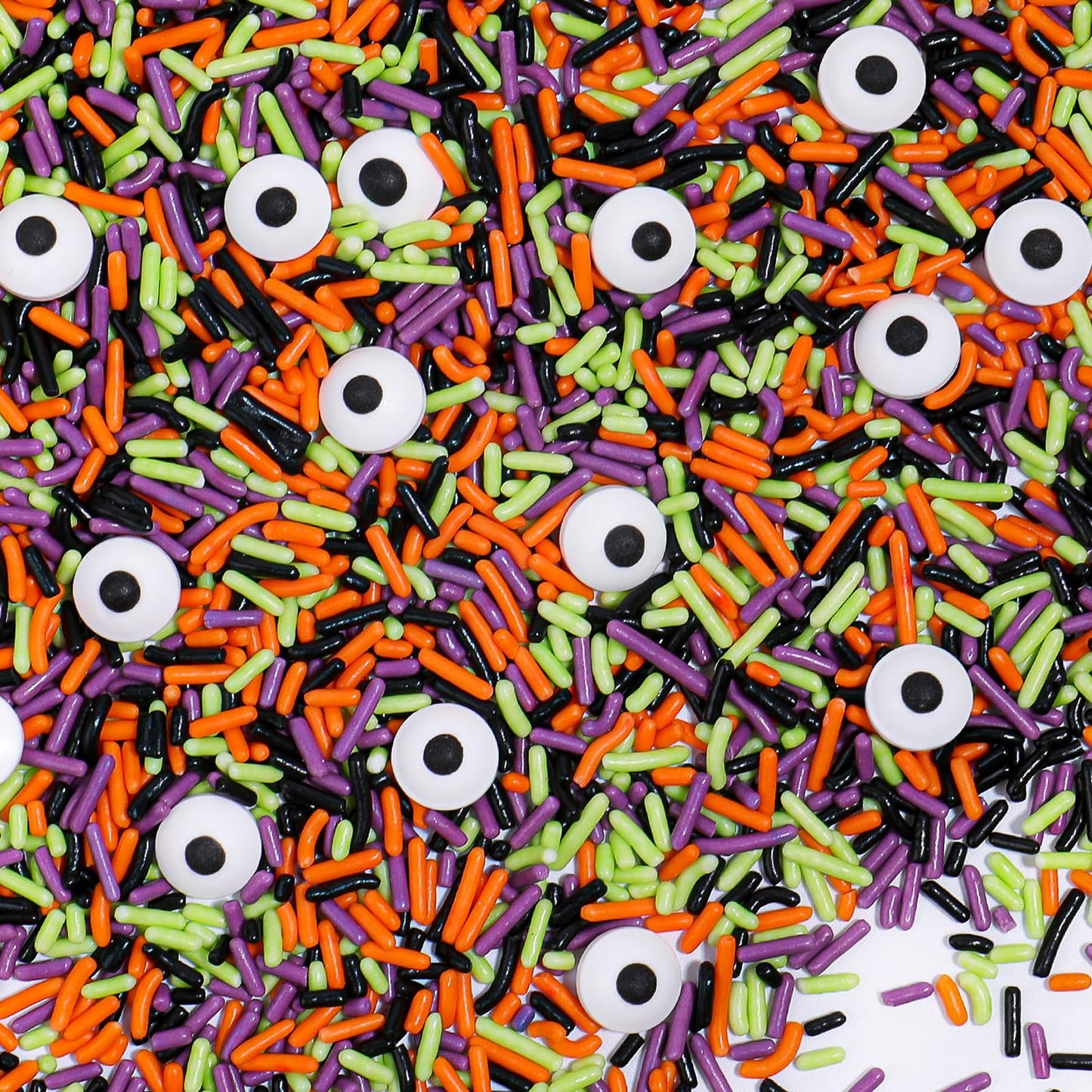 Halloween Sprinkles Mix with Edible Candy Eyes - Black Orange Purple Green Jimmies for Cake Decorating Cookies Cupcakes Baking and Halloween Party Supplies Scary Theme Sprinkles
