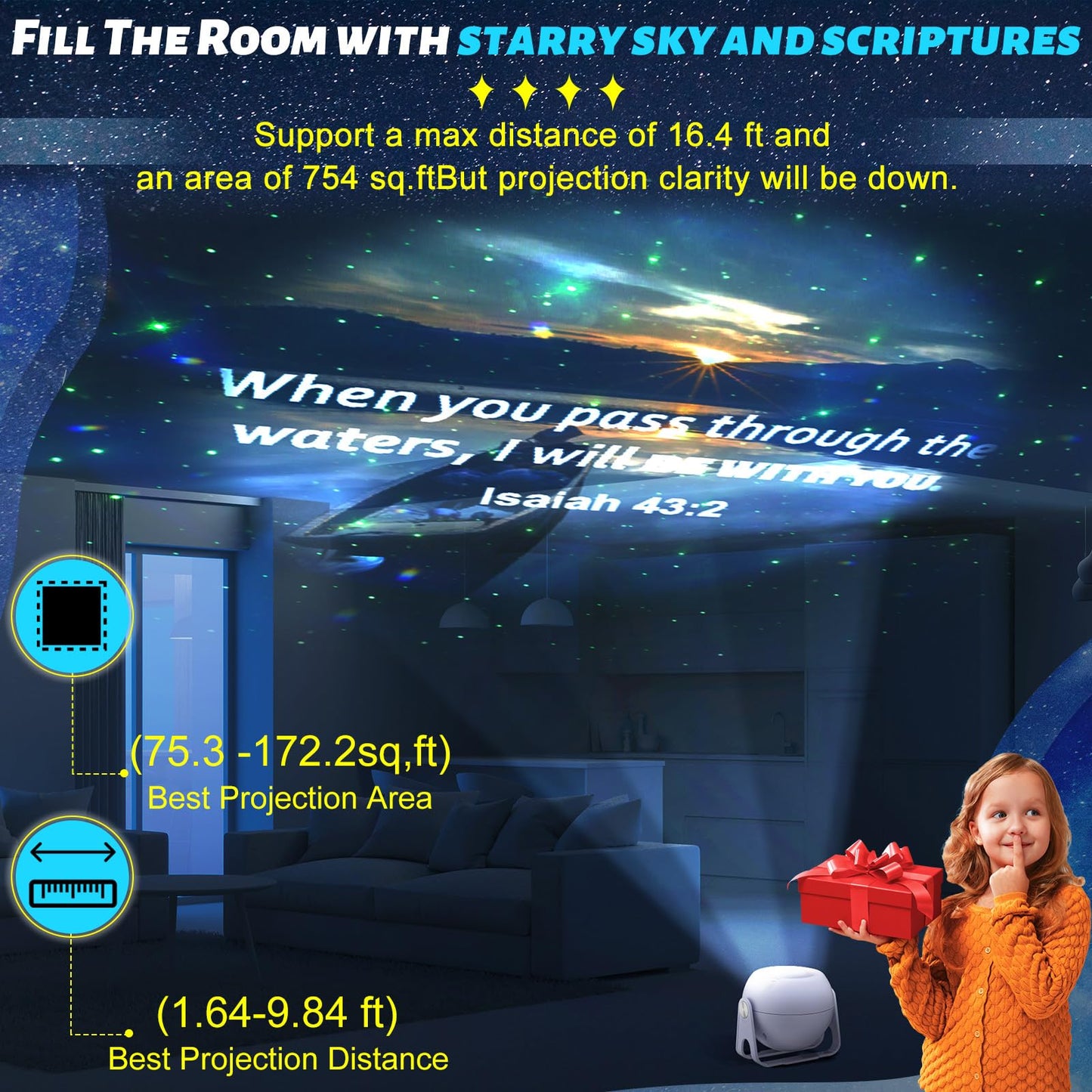 Aurelema Landscape Verses Projector Galaxy Projector Includes 12 Interchangeable Christian Discs Night Light Set Project Religious On Walls Or Ceilings For Gift