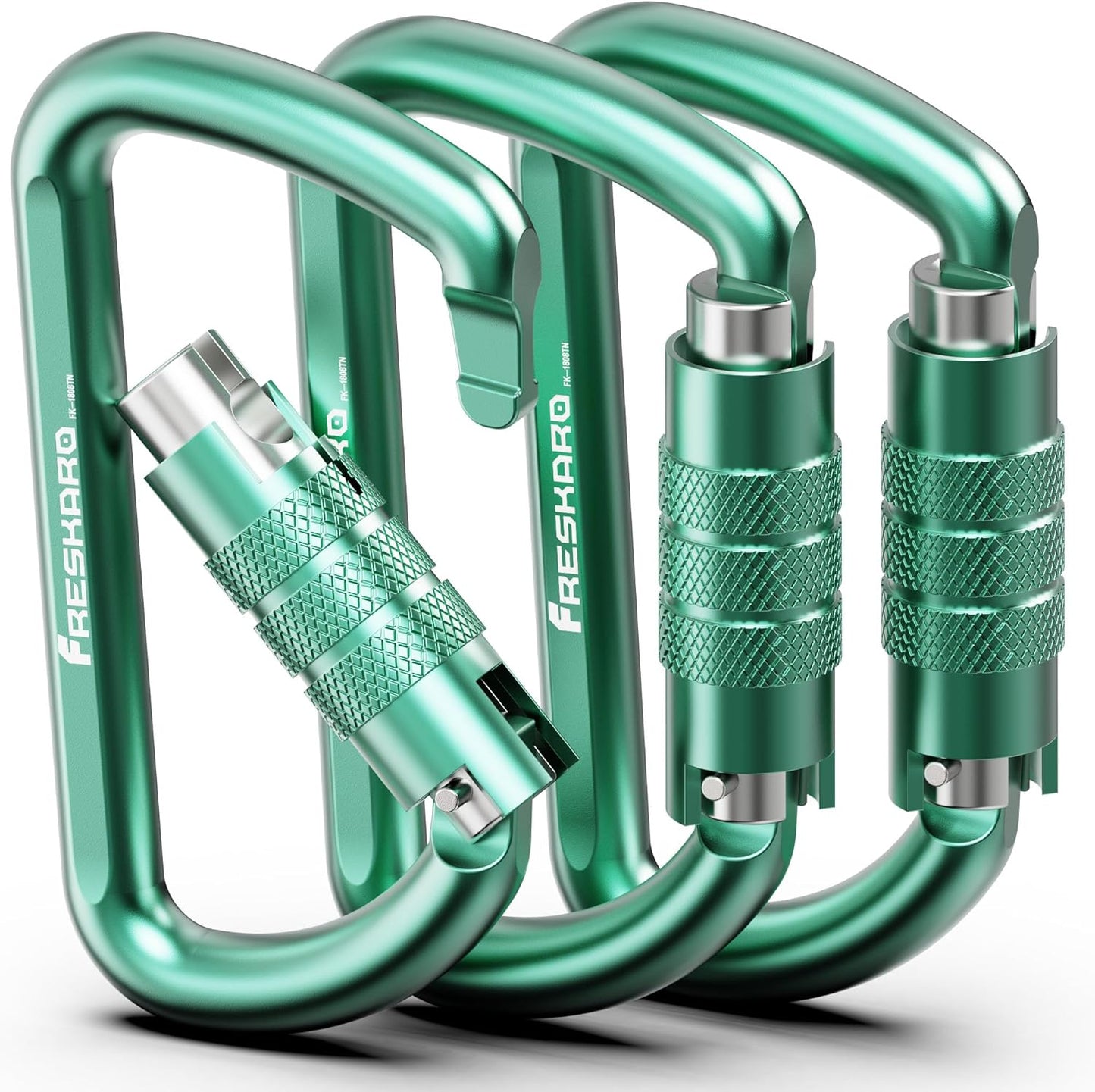 FresKaro 3inch 12kN-2698lbs Auto Locking Carabiner Clips, Solid D Shape, Heavy Duty 7075 Aluminum, Lightweight 1.09oz, Rust Proof, for Hammock, Hiking, Dog Leash, Keychain etc., Multi-Colors