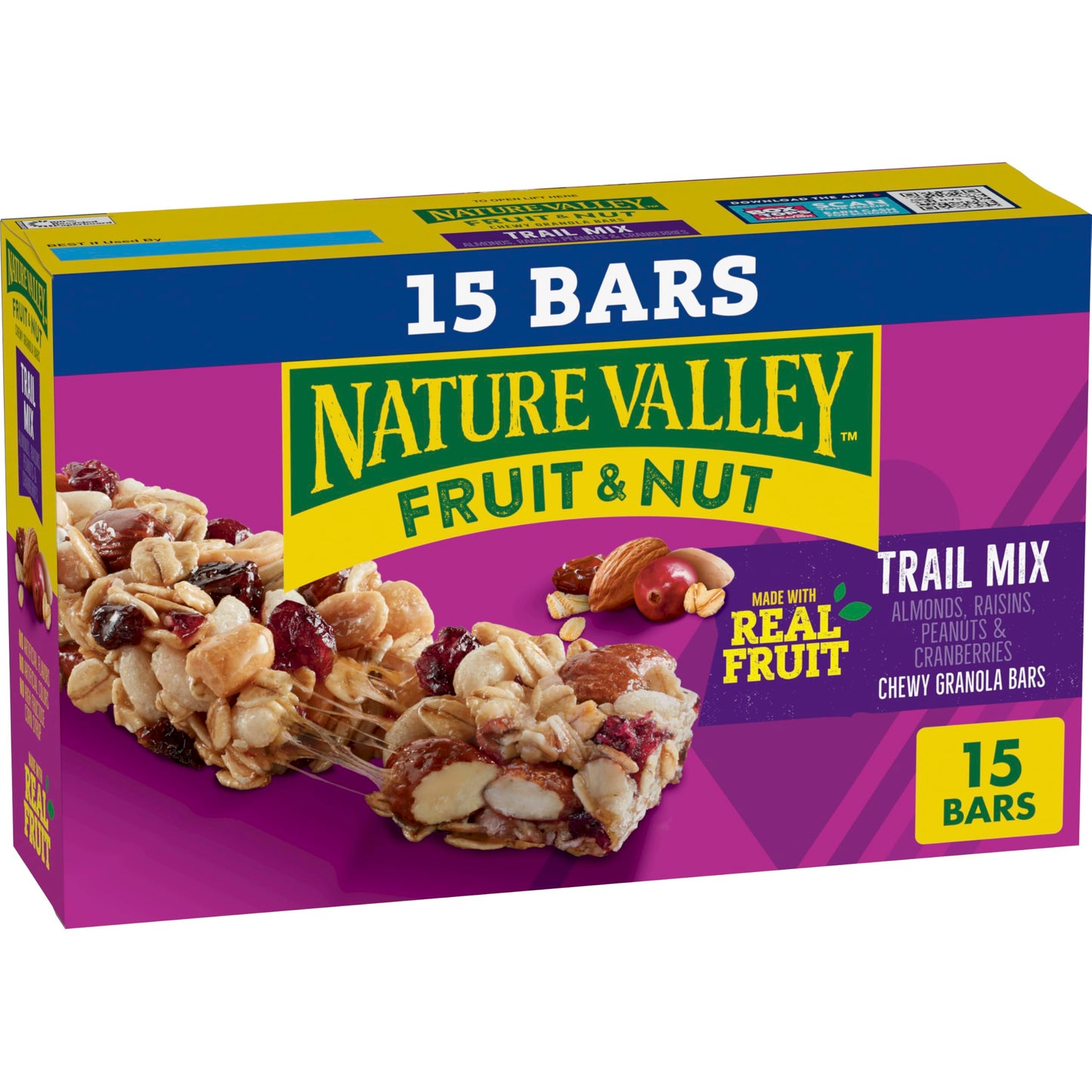 Nature Valley Chewy Fruit and Nut Granola Bars, Trail Mix, 1.2 oz, 15 ct