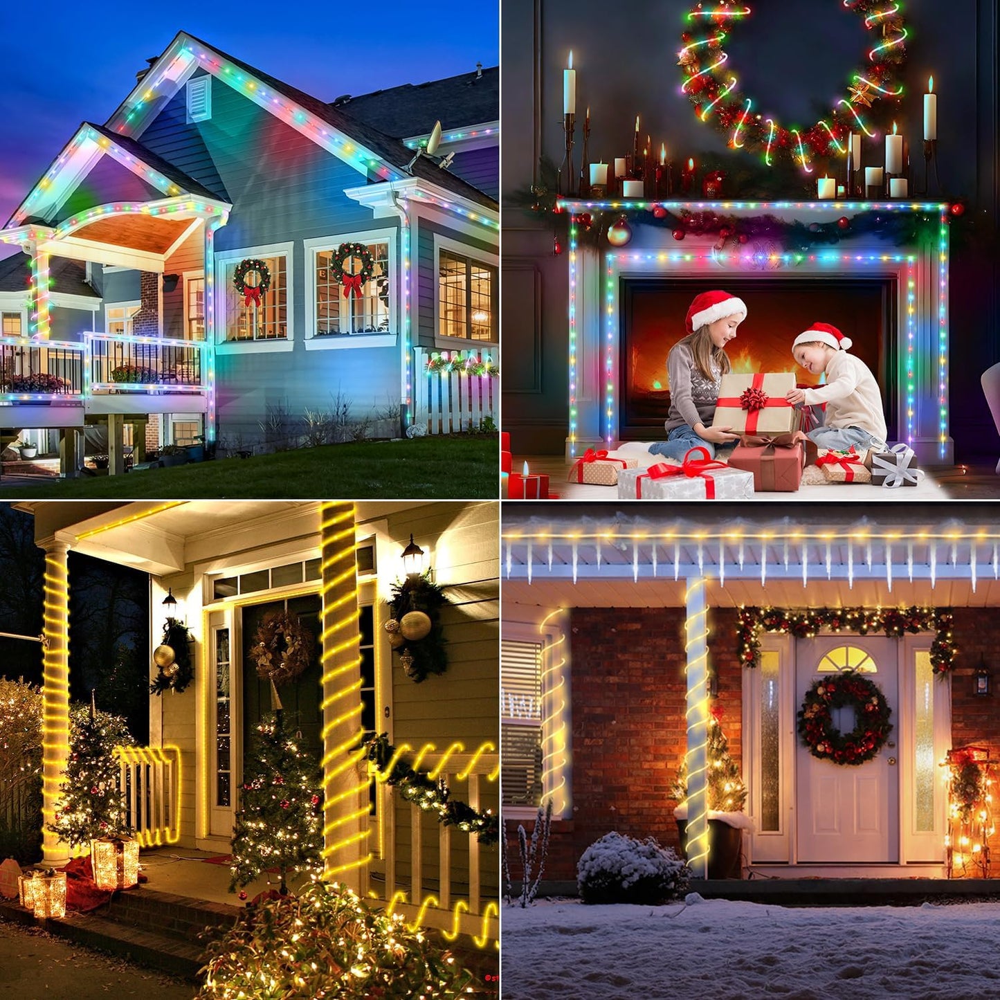 300 Led Rope Lights Outdoor String Lights Plug In 100Ft Warm White & Color Changing Christmas Lights Outdoor Fairy Lights With Remote Rope Lighting Waterproof For Garden Balcony(Not Connectable)