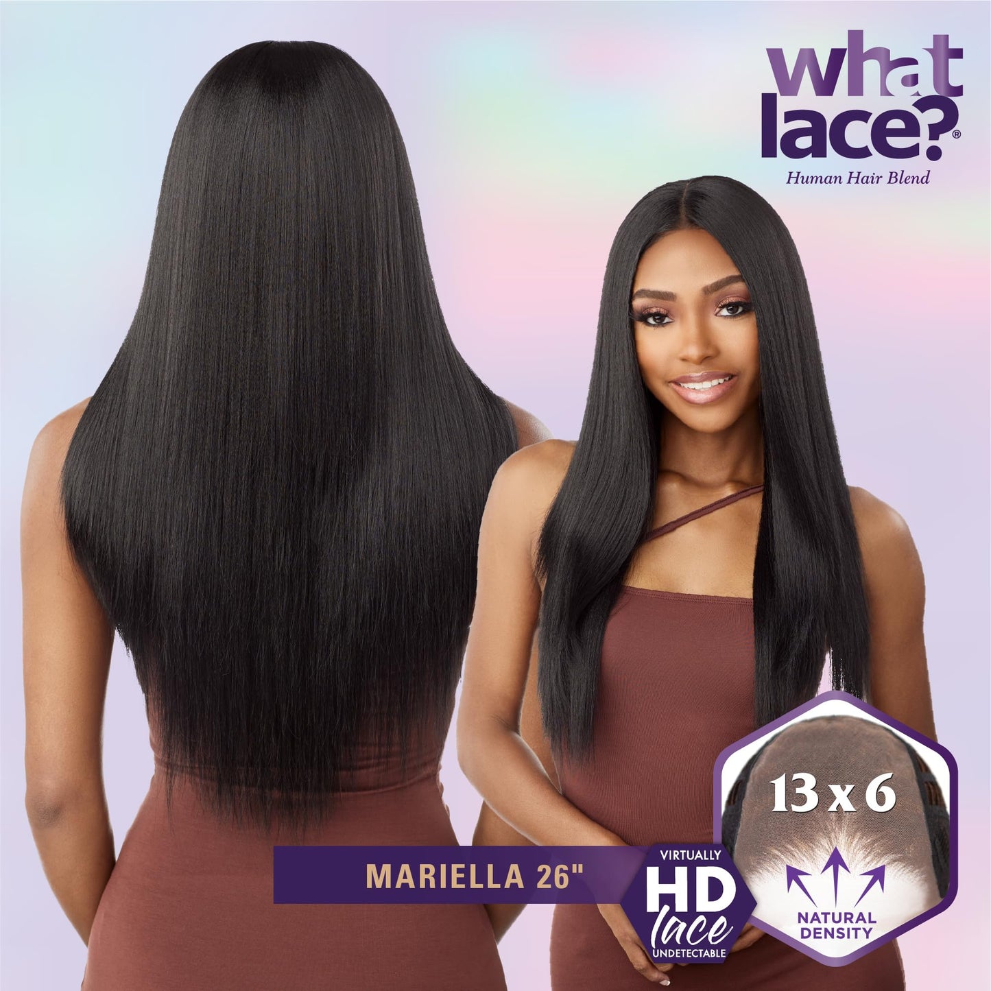 Sensationnel What Lace 13X6 Wigs - Mariella 26 Inch Human Hair Blend Lacefrontal Glueless Synthetic With Natural Density Prepluc