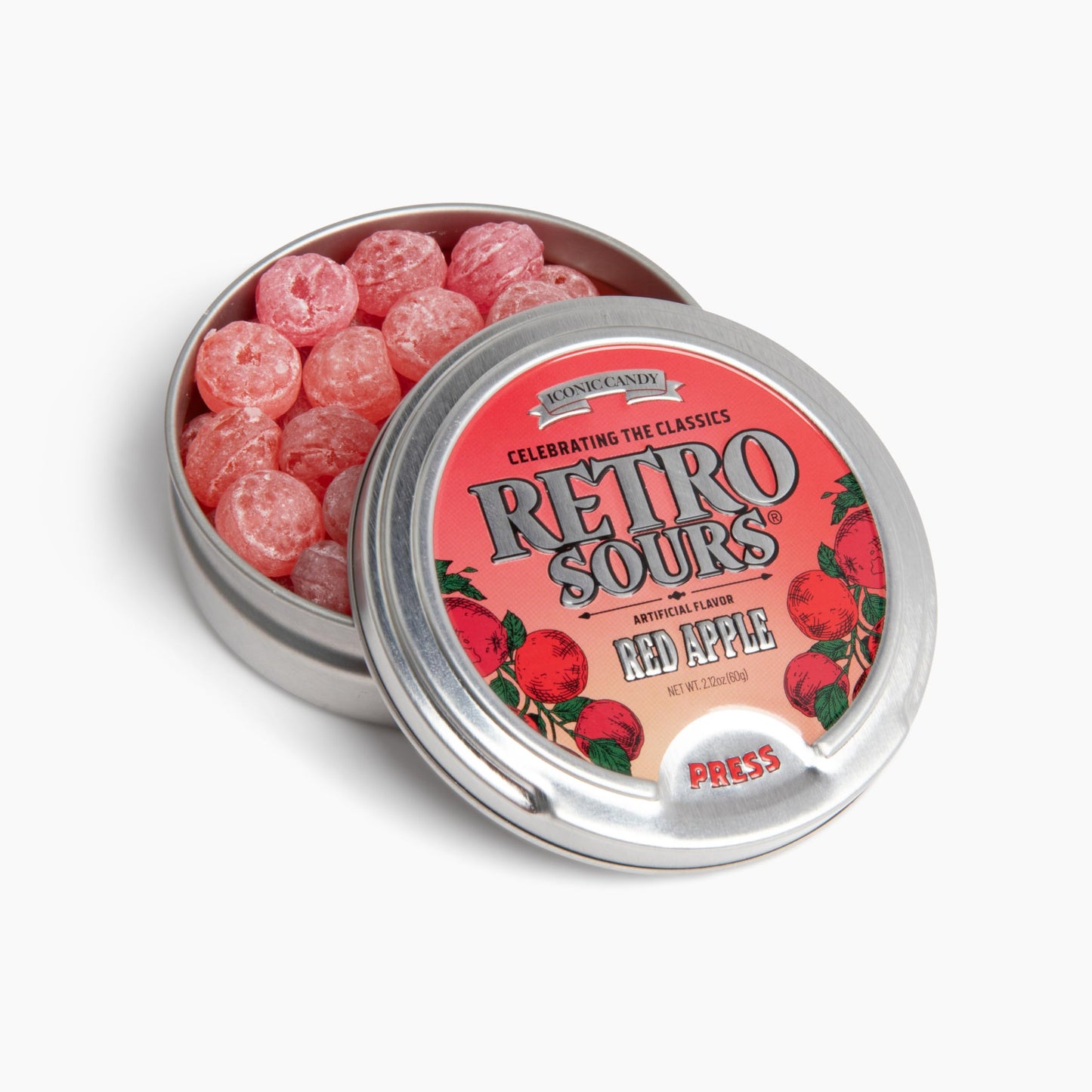 Retro Sours | Hard Tangy Candy | Brought To You By Iconic Candy (8, Red Apple)