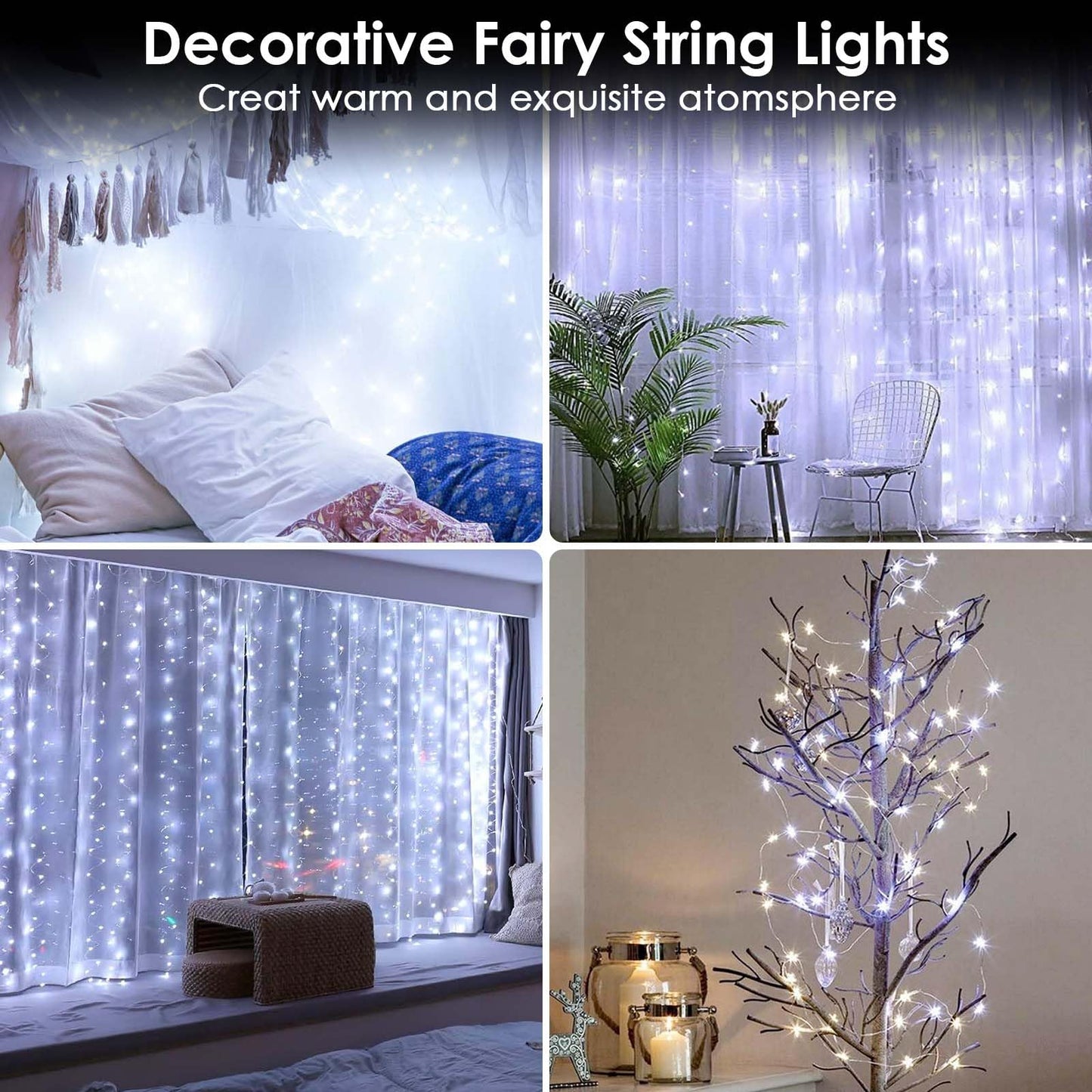 EXF 8-Pack Battery Operated Fairy Lights, 50 LED, Waterproof, Remote & Timer, 16 FT, Cool White, Model YHY-BO50LED