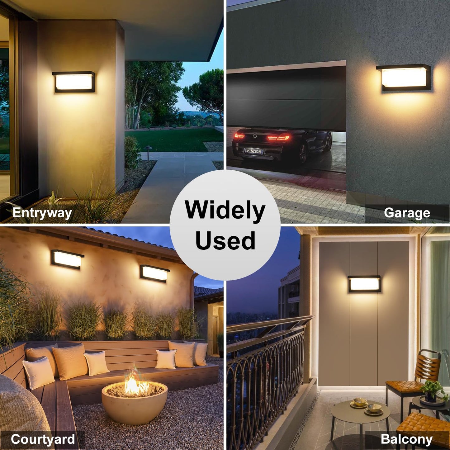 Biritalo 2 Pack Led Porch Light Outdoor 18W 1800Lm 3000K Warm White Ip65 Waterproof Anti-Rust Modern Wall Lighting Exterior Wall Mount Fixture For Christmas Garage Hallway Backyard