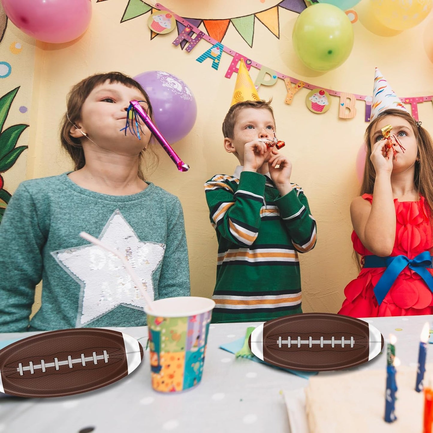 Football Party Supplies Kit,60Pcs 7Inch Football Paper Plates,Sport Themed Tableware Set Party Dessert Plates,for Football Gameday,Kids Birthday,Sports Events,Tailgate Party Decorations Supplies