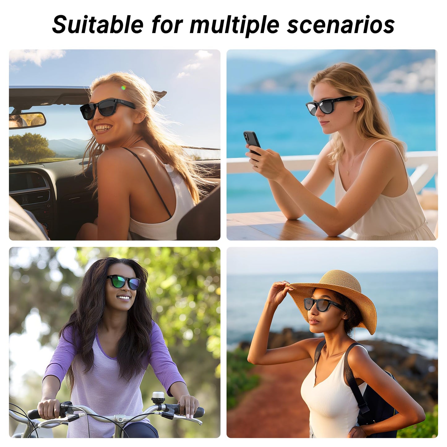 Hibloks 4Pcs Polarized Clip For Ray-Ban Meta Skyler (Rw4010 52-20) Smart Glasses, Black Frame Discoloration Clips For Ray-Ban Sk
