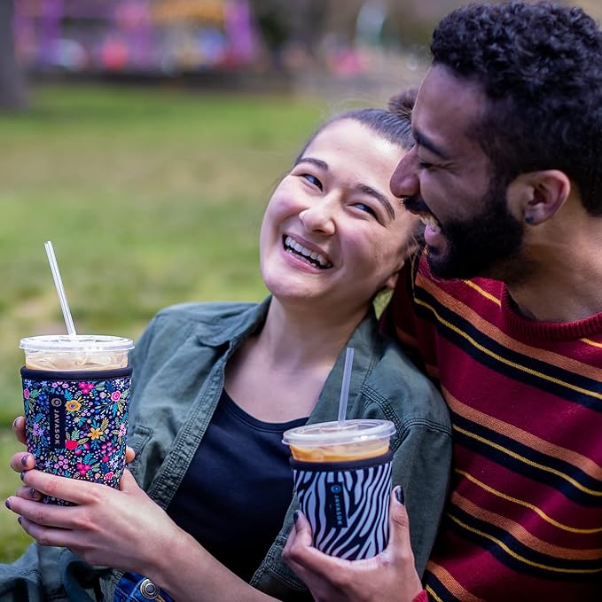 Sok It JavaSok Iced Coffee & Cold Soda Insulated Neoprene Cup Sleeve (Cosmic Glitter, Medium: 22-28oz)