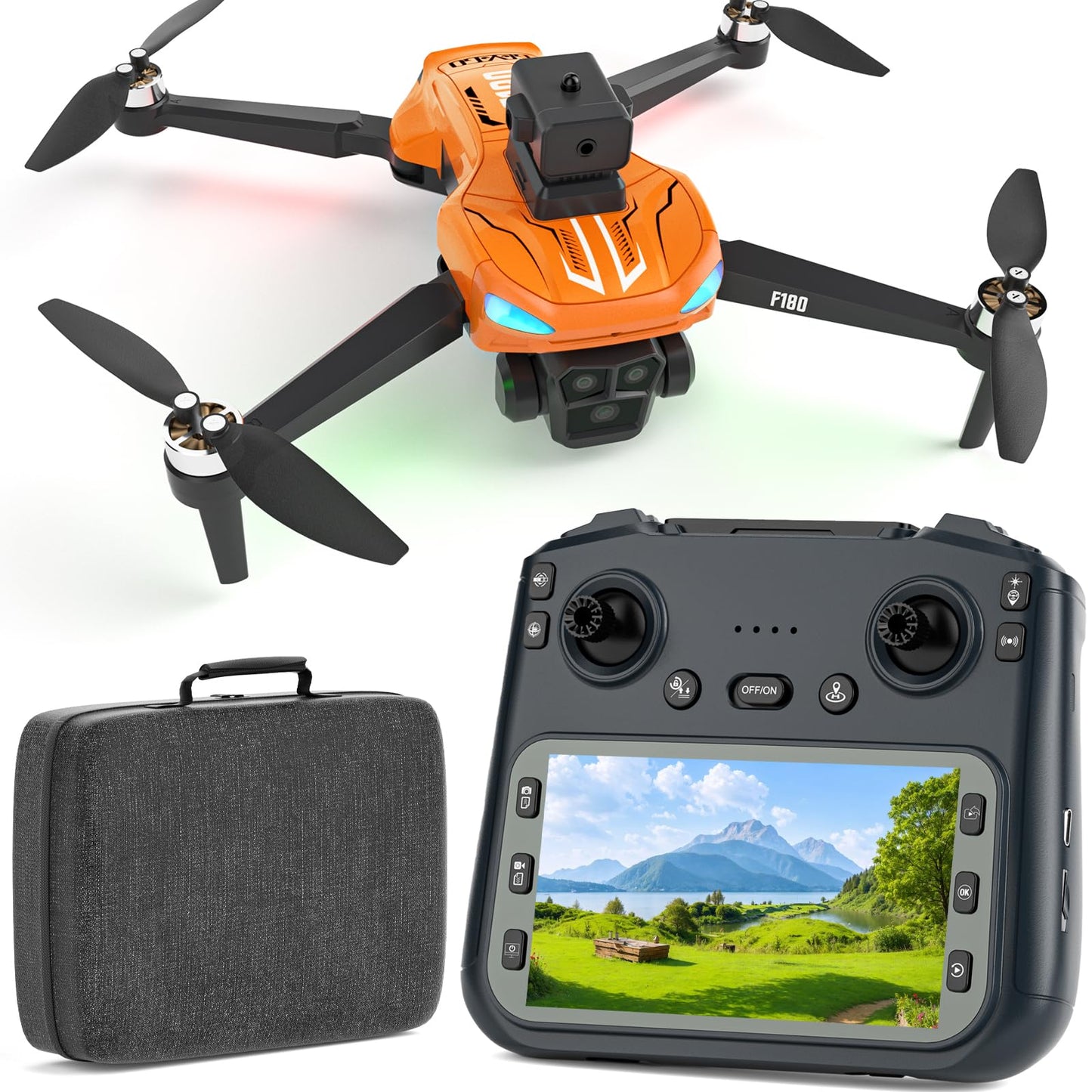 GPS Drone with 4K Camera for Adults, 4.5 Remote Control Screen, Auto Return, Auto Obstacle Avoidance, 22 Min Flight, Foldable FP