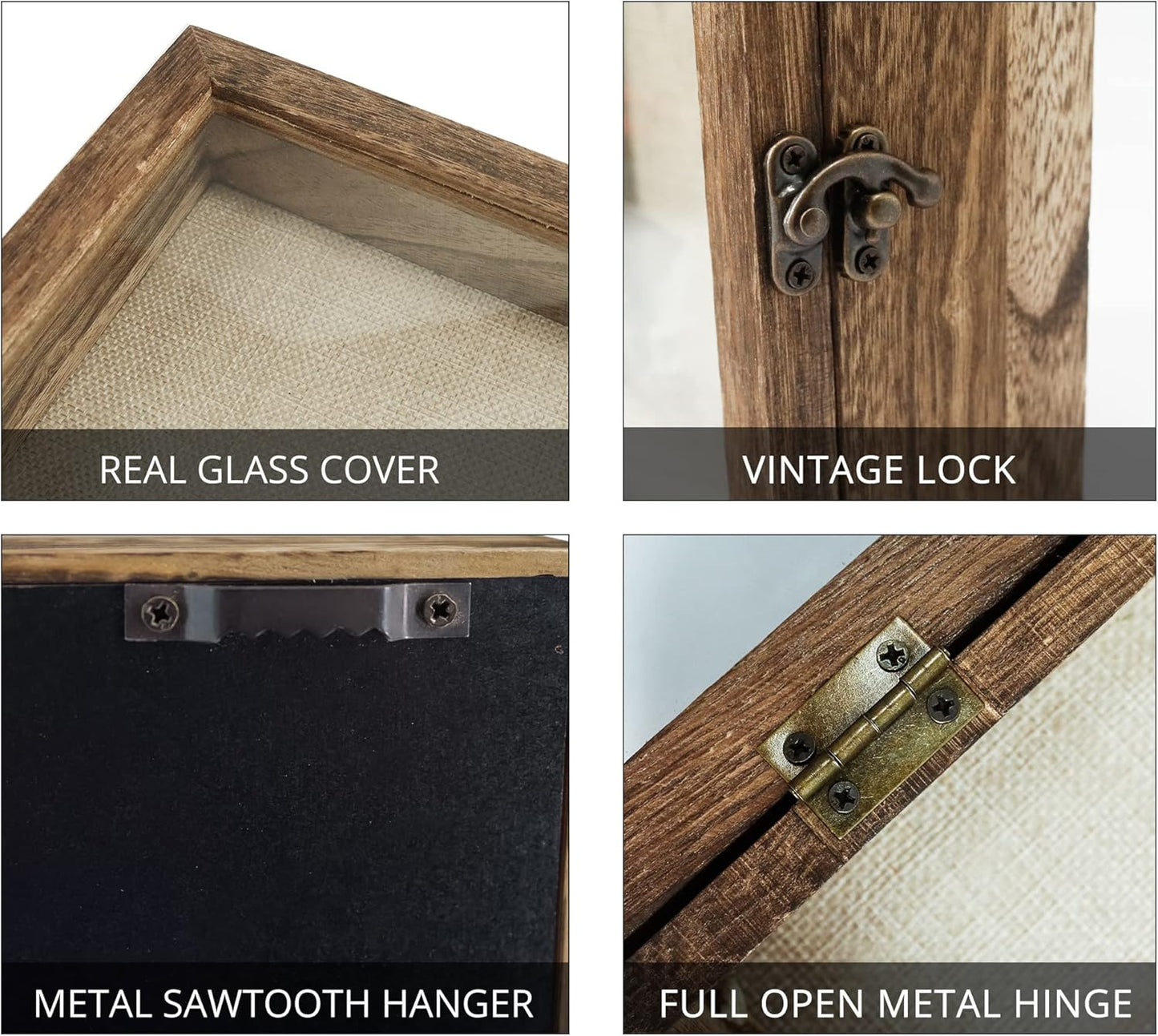 GraduatePro Shadow Box Frame 11x14 Display Case with Linen Back, Real Glass Window Door with Hinge, Picture Frame Wedding Bouquet Memorabilia Medals Photos Memory Box for Keepsakes, Carbonized Black