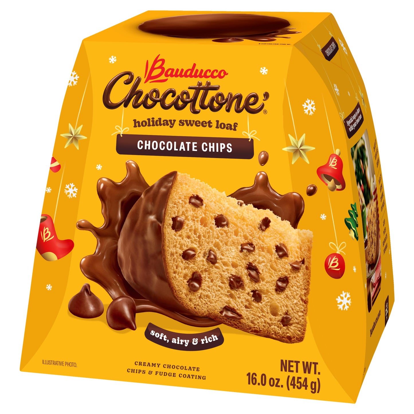 Bauducco Chocottone Chocolate Chips - Moist & Fresh Cake Traditional Italian Recipe with Fudge Topping Filled with Chocolate Chips 16.0 oz (Pack of 1)