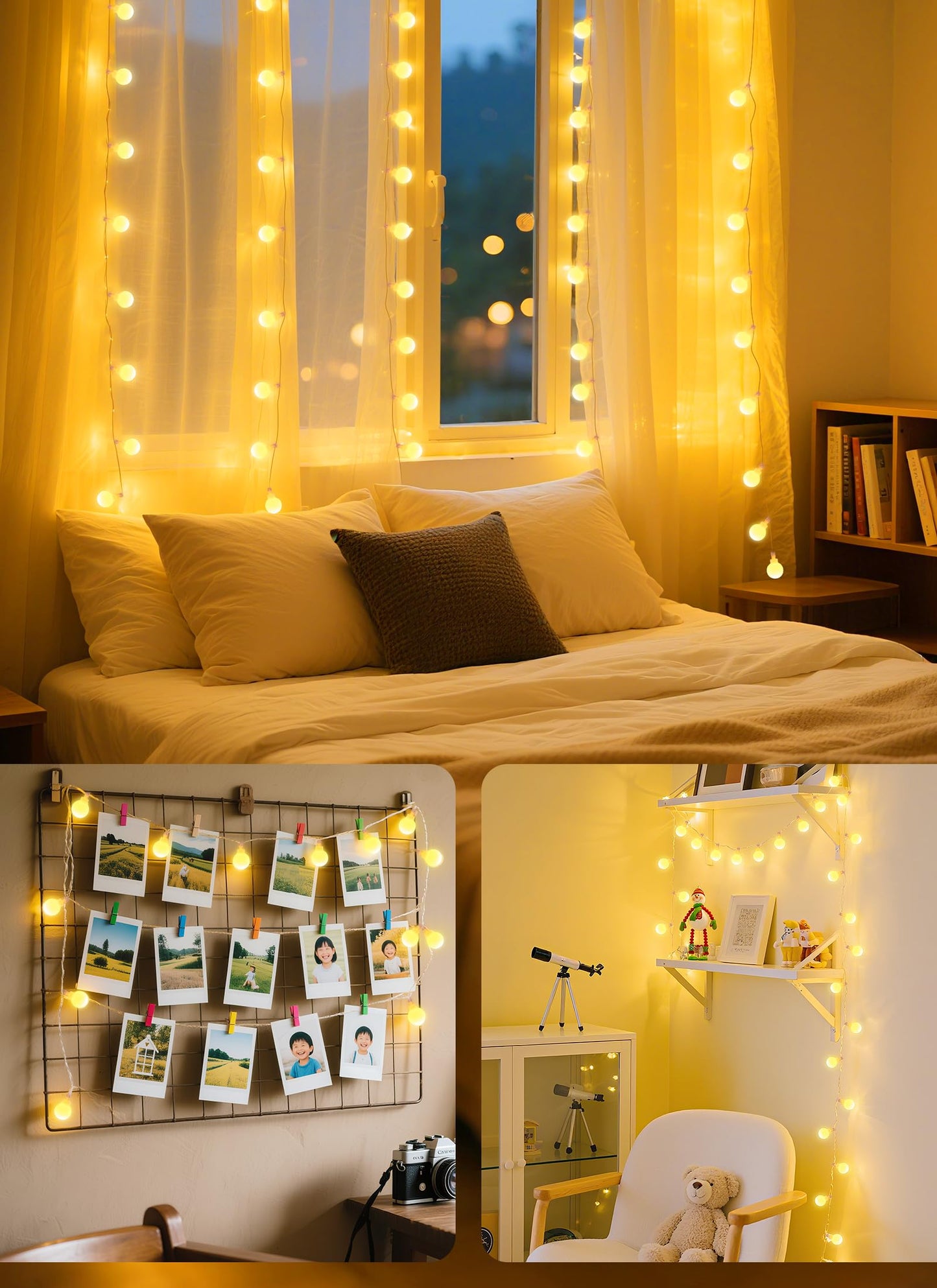 Brightown Battery Operated String Lights, 60 LED Globe Fairy Lights, 19.6Ft, MiniGlobe-60D, Indoor/Outdoor Decor