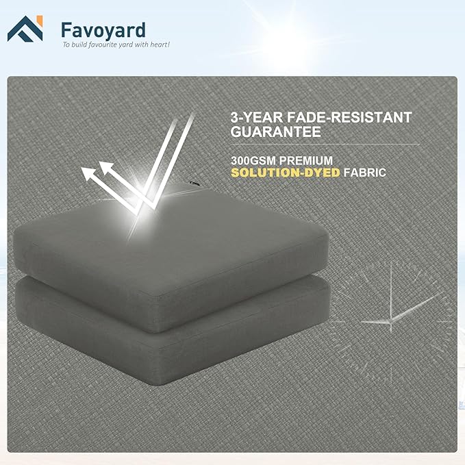 Favoyard Outdoor Chair Cushion 18.5 x 16 x 3 Inch Rainproof & 3-Year Fade Resistant Patio Furniture Cushions with Removable Cover and Adjustable Ties for Garden Sofa Couch Pads Set of 2, Dark Gray