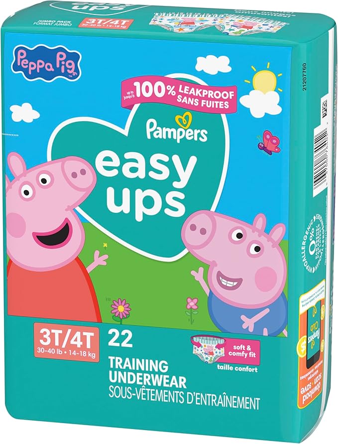Pampers Training Pants - Easy Ups Girls & Boys - Size 3T-4T, 22 Count, Peppa Pig Underwear (Packaging May Vary)