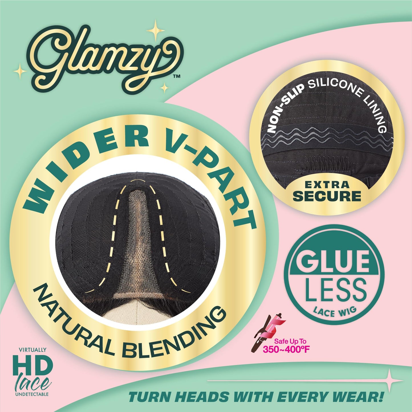 Sensationnel Glamzy Lace Part Wigs - Elysia Glueless Hand Tied Wider V Parting Synthetic Hair (TD/BLUE)