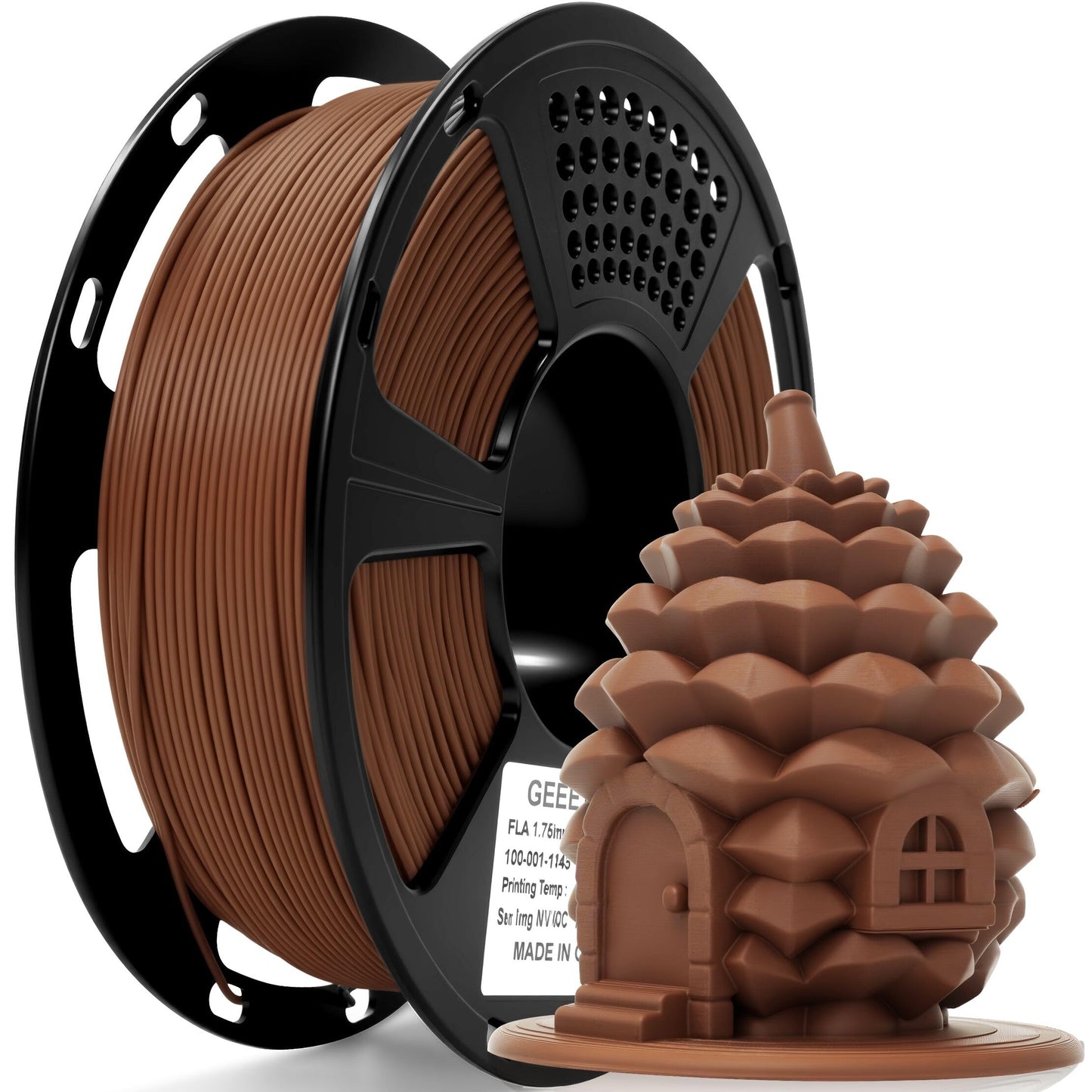 GEEETECH Matte PLA Filament 1.75mm, Brown PLA Matte 3D Printer Filament 1kg Spool (2.2lbs), Dimensional Accuracy +/- 0.02 mm, 1.