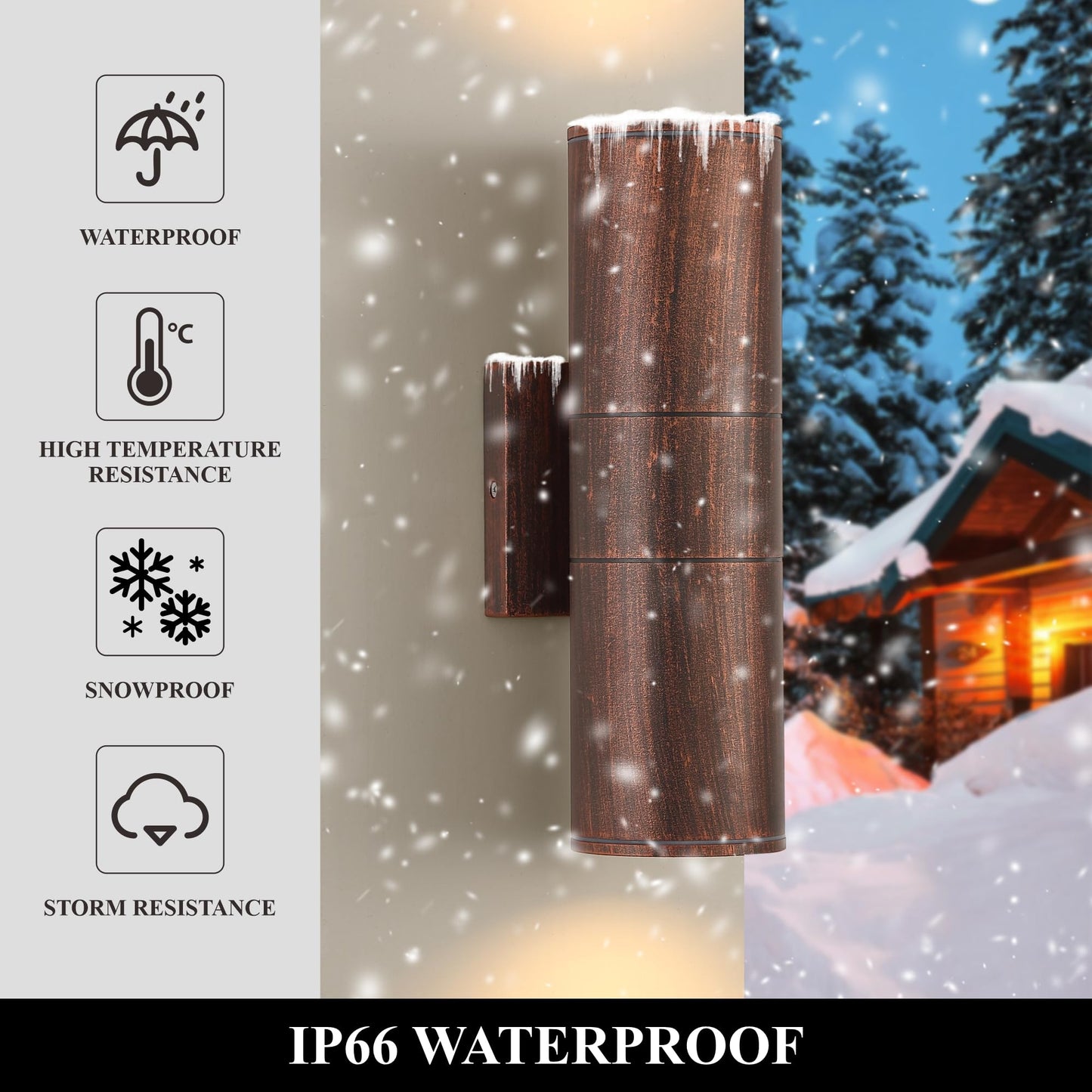 Dakaful Dusk To Dawn Outdoor Lighting Sensor Wall Lights 2Pack 12W 2700K Integrated Led Cylinder Up Down Lights Outdoor Ip65 Waterproof Aluminum Wall Sconce Exterior Wall Light For Porch Patio Etc.
