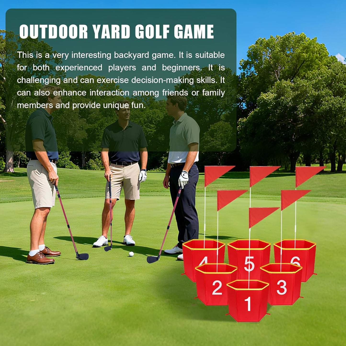 Backyard Golf Game,6pcs Golf Yard Game with 2 Adjustable Clubs, Suitable for Lawns,Outdoors,Parks and Beaches