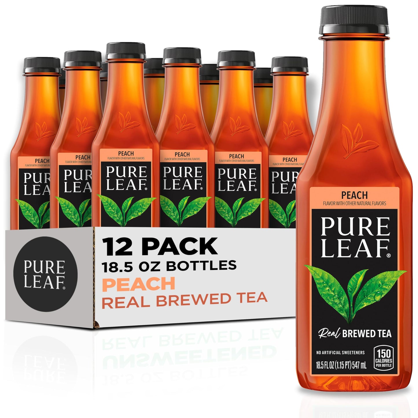 Pure Leaf Iced Tea Peach Real Brewed Tea 18.5 Fl Oz Bottles (Pack of 12)