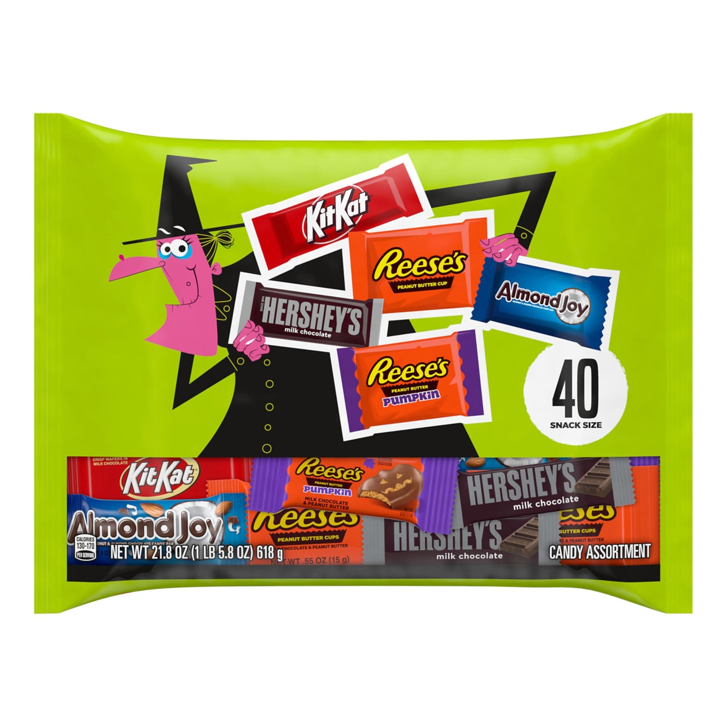 Hershey Assorted Chocolate Flavored Snack Size Halloween Candy Bag 21.8 oz (40 Pieces)