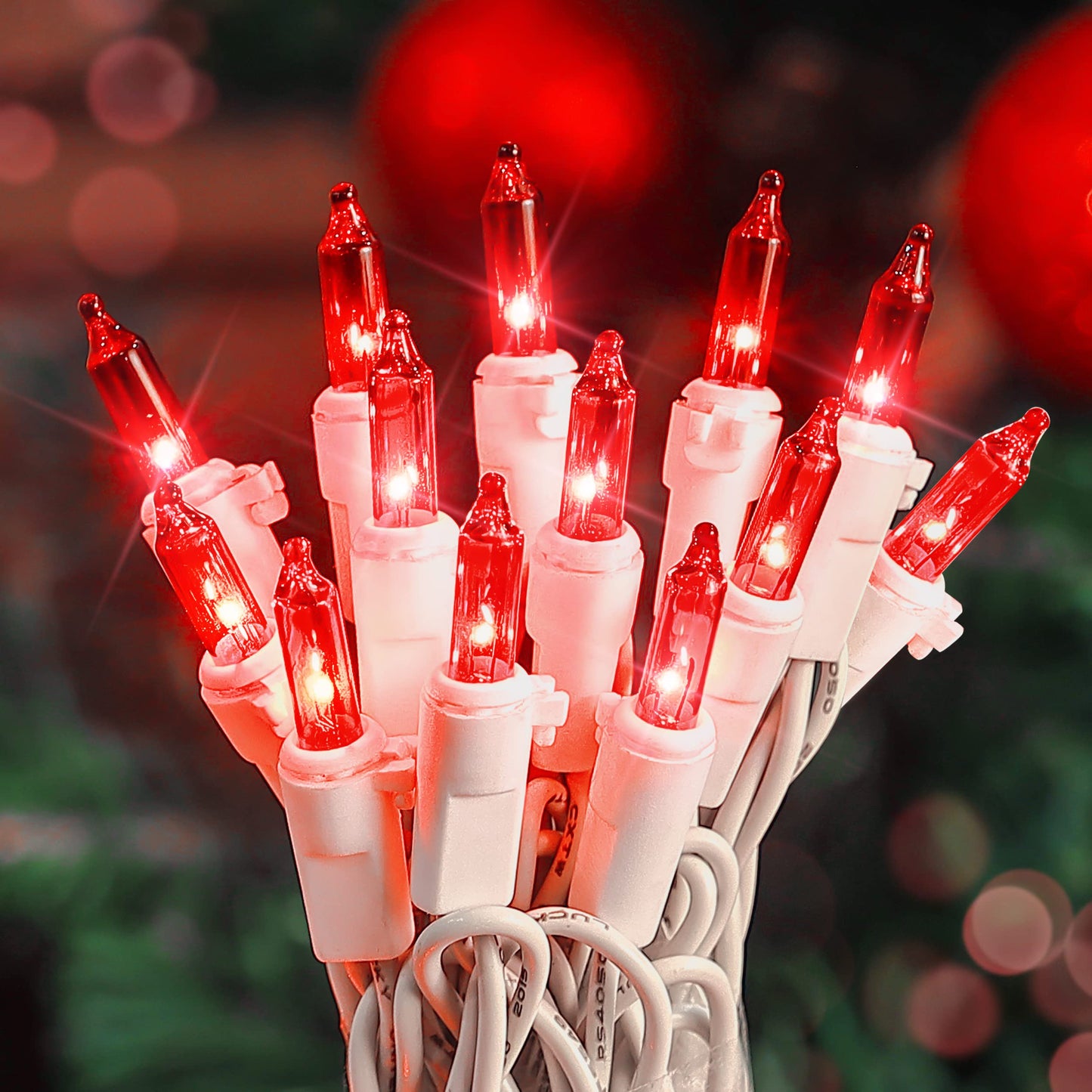Hopolon 50-Count Red Christmas Lights, 13ft String Lights for Indoor/Outdoor Decor, Perfect for Holidays and Weddings