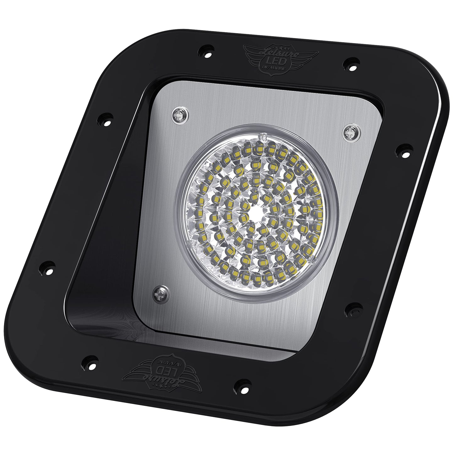 Leisure LED RV Exterior Flood Porch Utility Light - Black 12v 1100 Lumen Lighting Fixture Replacement Lighting for Weekend Warri