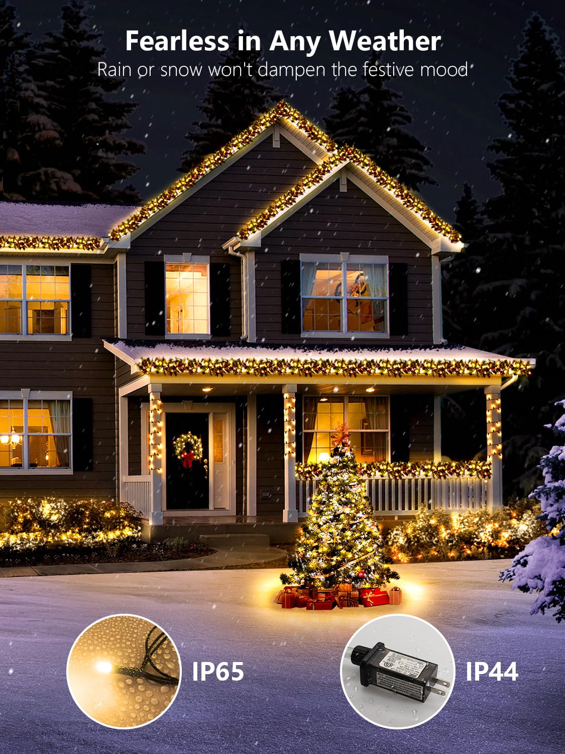 300 Led String Lights Outdoor 100Ft Warm White Christmas Lights For Outside With Remote Timer Memory Function 8 Modes Waterproof Fairy Lights Plug In For Xmas Tree Bedroom Patio Party