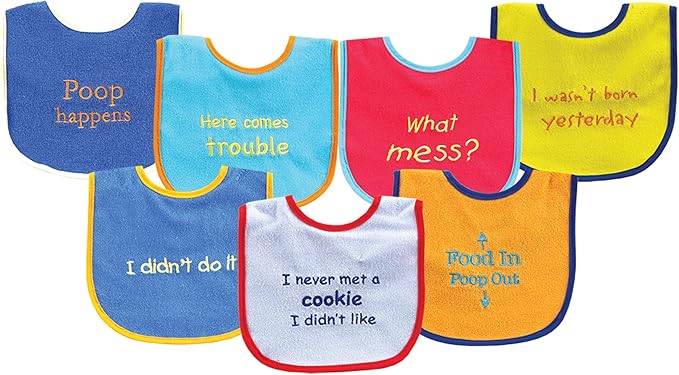 Luvable Friends Baby Cotton Terry Drooler Bibs with PEVA Back, Transportation, One Size