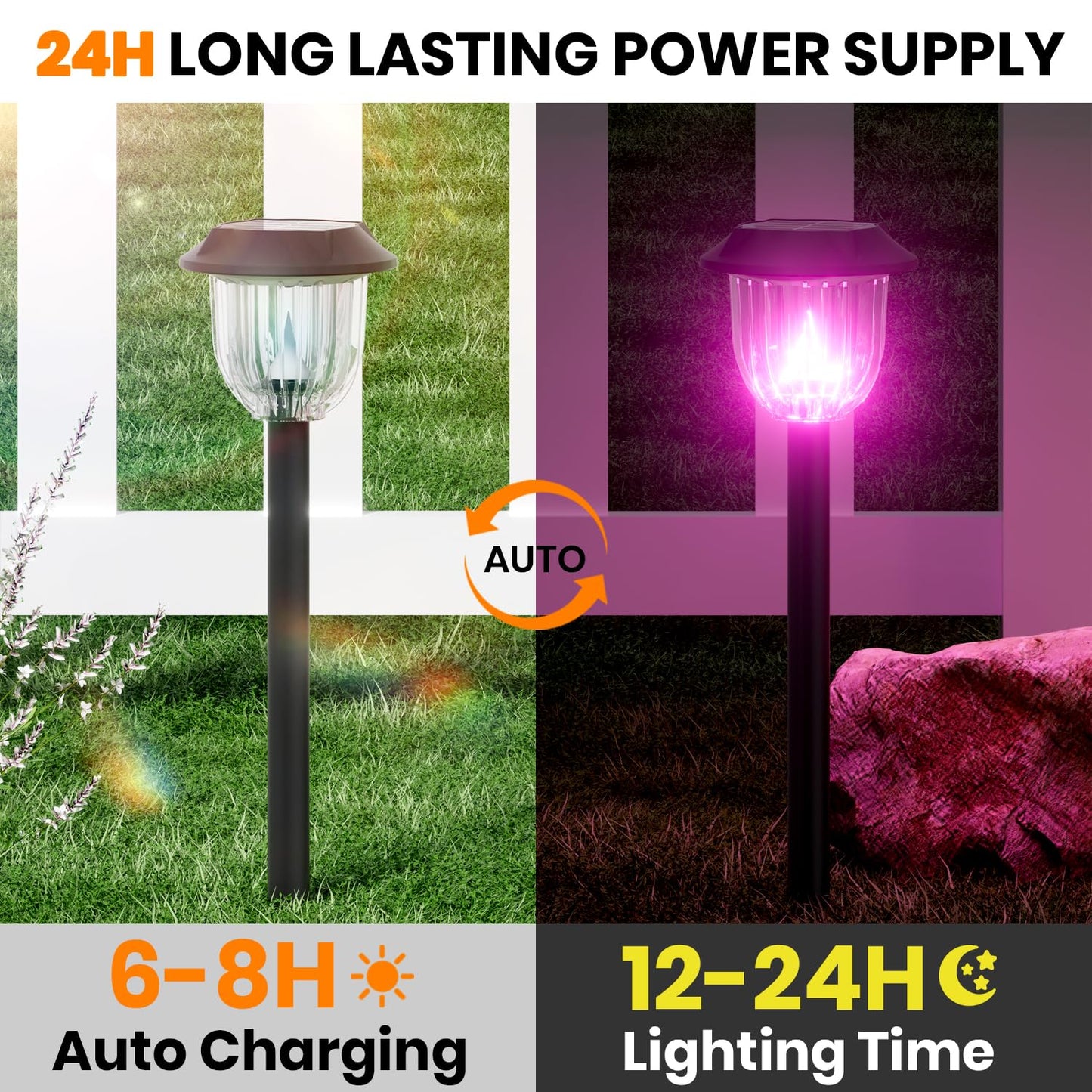 AOSEA Christmas Solar Pathway Lights - 4 Pack, RGB Color Changing, IP65 Waterproof, Durable Plastic, Model AOSXJ-004-RGB
