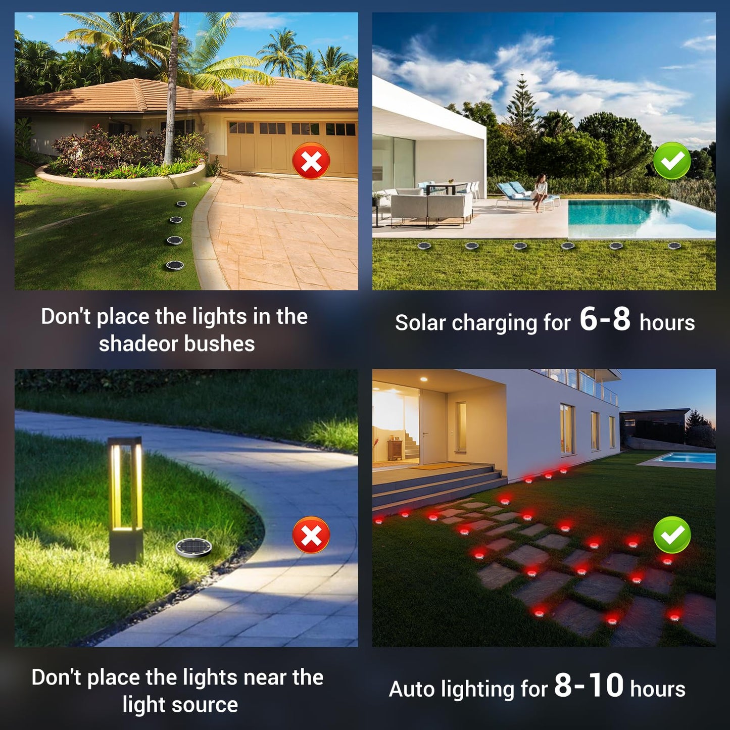 Peasur Mini Solar Ground Lights Outdoor 4 Pack Flat Solar Powered Disc Lights Ip68 Waterproof Anti-Rust Landscape Lighting For Pathway Garden Yard Lawn Walkway Landscape Driveway Red