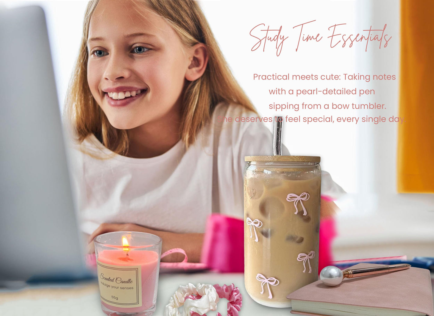 Pink Birthday Gifts for Teen Girls,Inspirational Gifts Basket for Her, Cute Bow Theme Birthday Gifts for Women, Friendship Gifts for Daugther/Sister/Friend /Besite(Pink &Bow)
