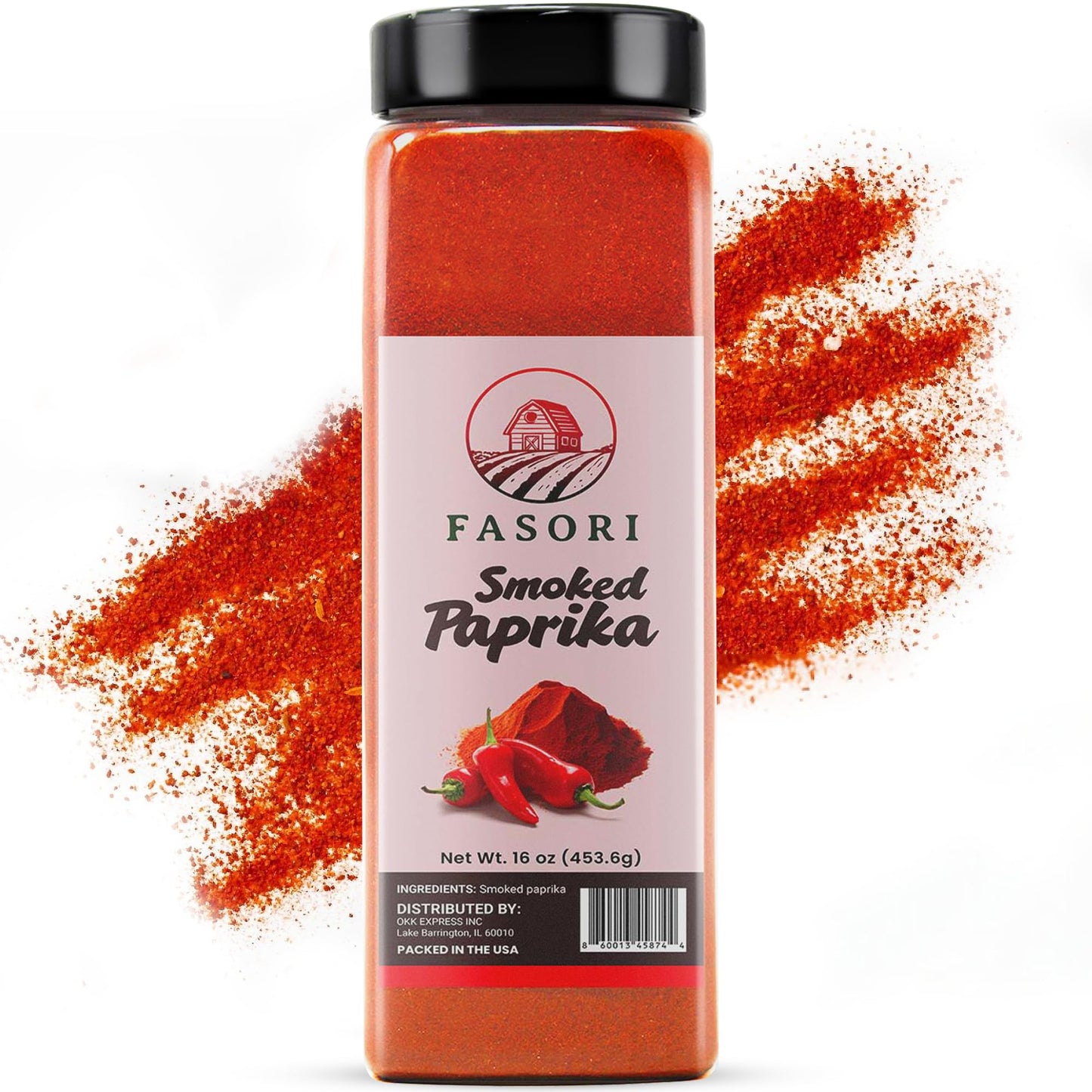 Fasori Smoked Paprika Powder 16 oz (1lb) enhanced Ground Paprika Spice Bold Smoky Flavor Perfect for Cooking BBQ & Grilling