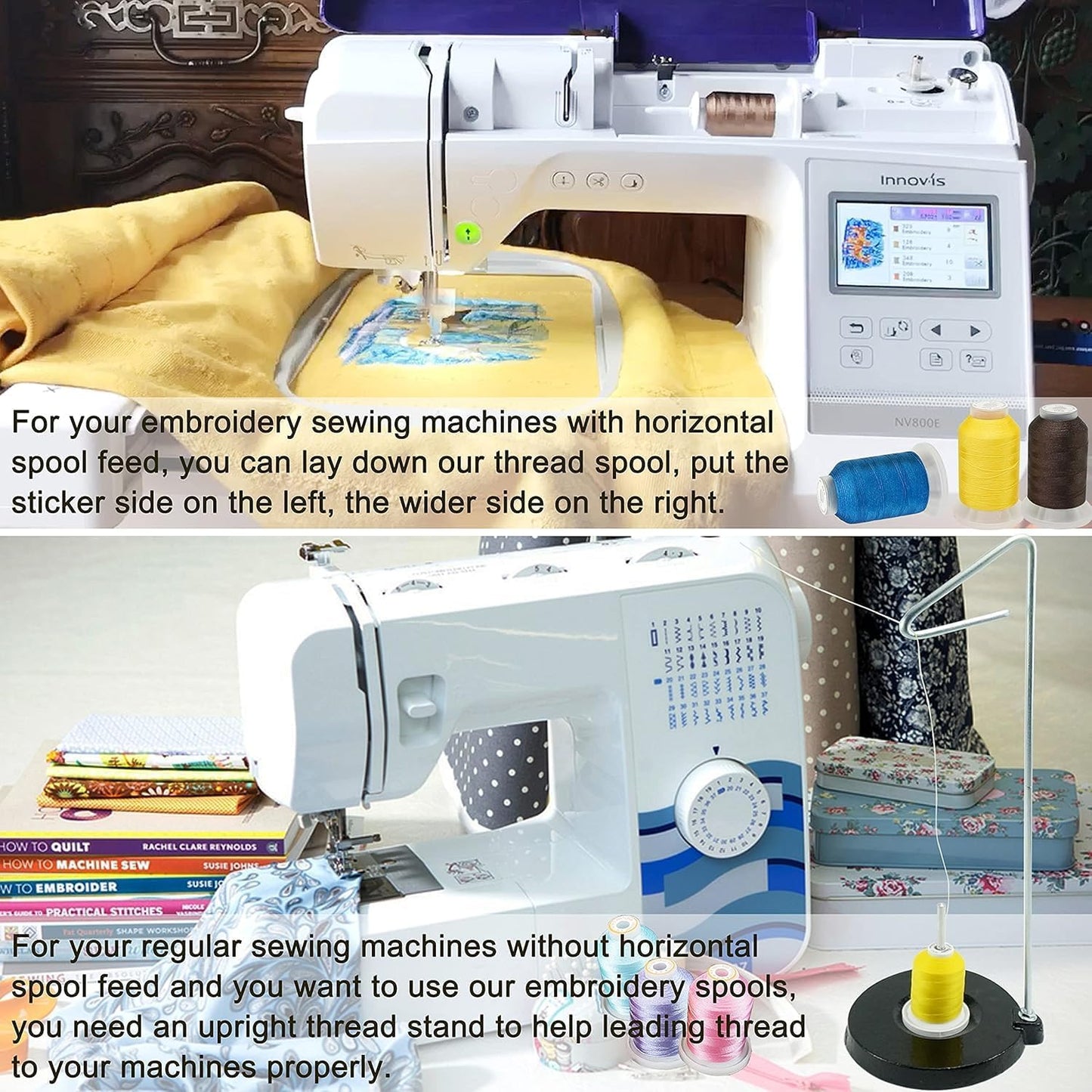 40 Spools Polyester Machine Embroidery Thread Kit 500M Colors Compatible with Brother Colors