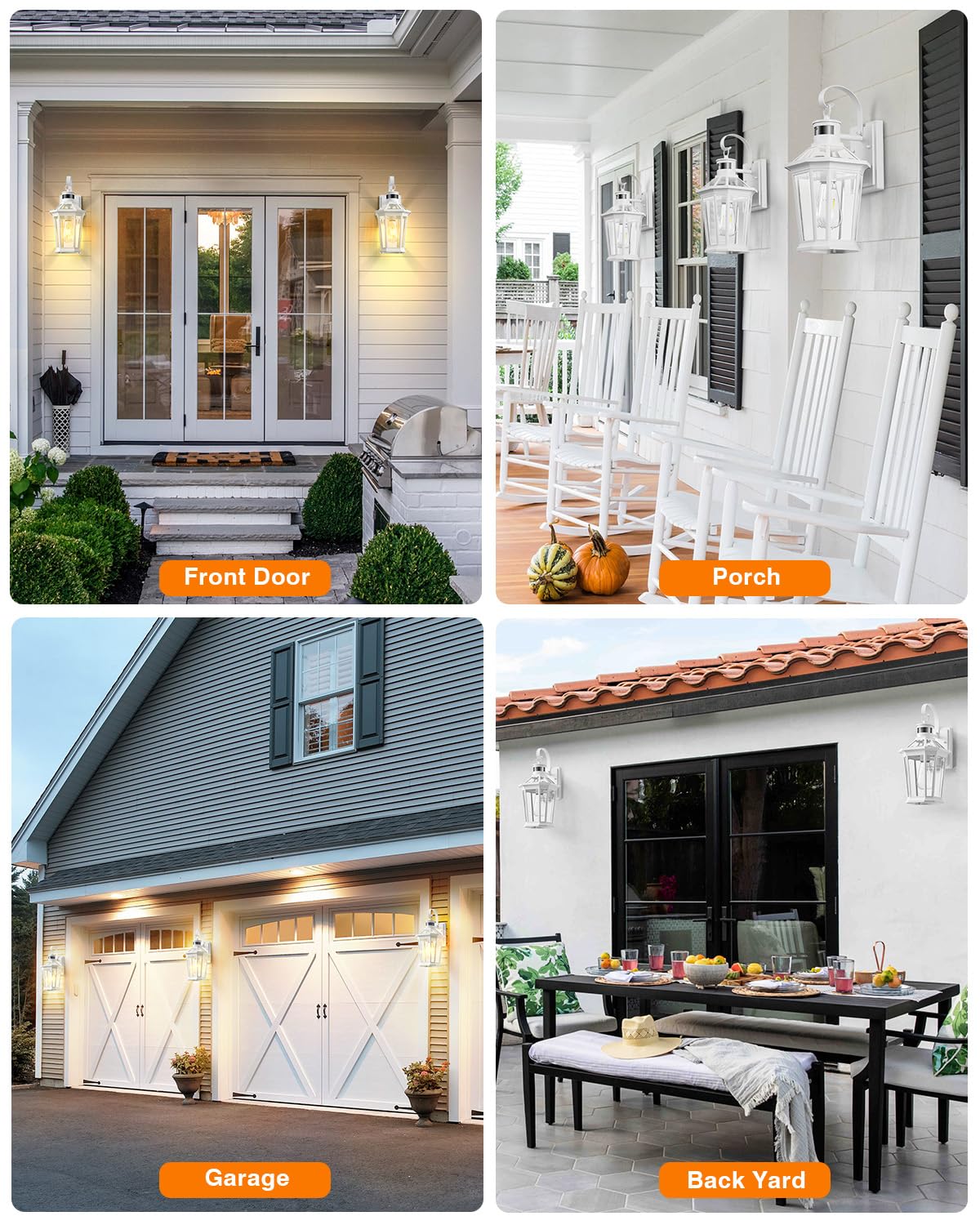 Vianis Motion Sensor Outdoor Wall Light Fixture, 2-Pack White Aluminum, Dusk To Dawn, Model V81292W, Anti-Rust For Porch & Garage