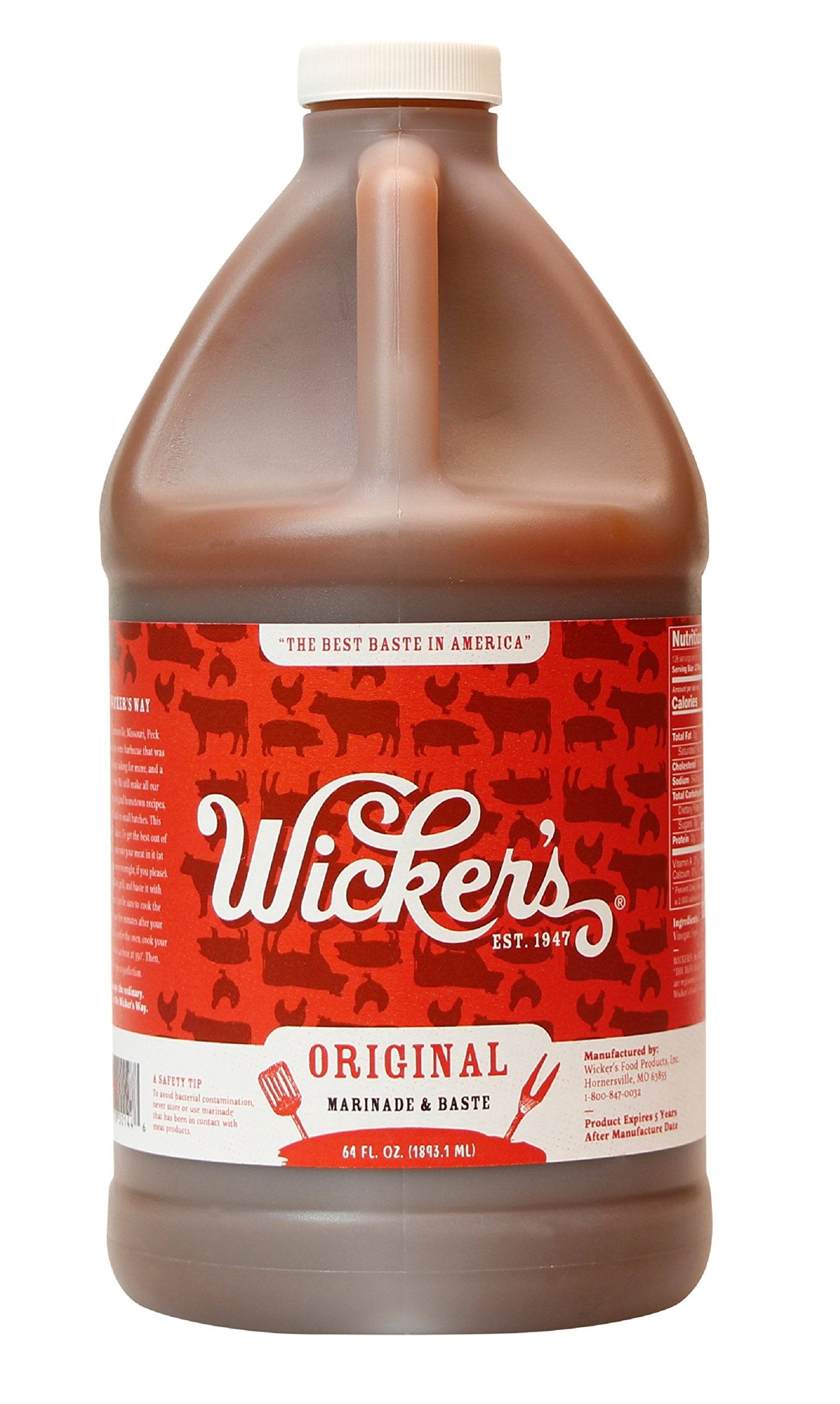 Wickers Original Barbecue Marinade & Baste - 64 fl oz - No Sugar Low Calorie All-Purpose Meat Marinade & Finishing Sauce