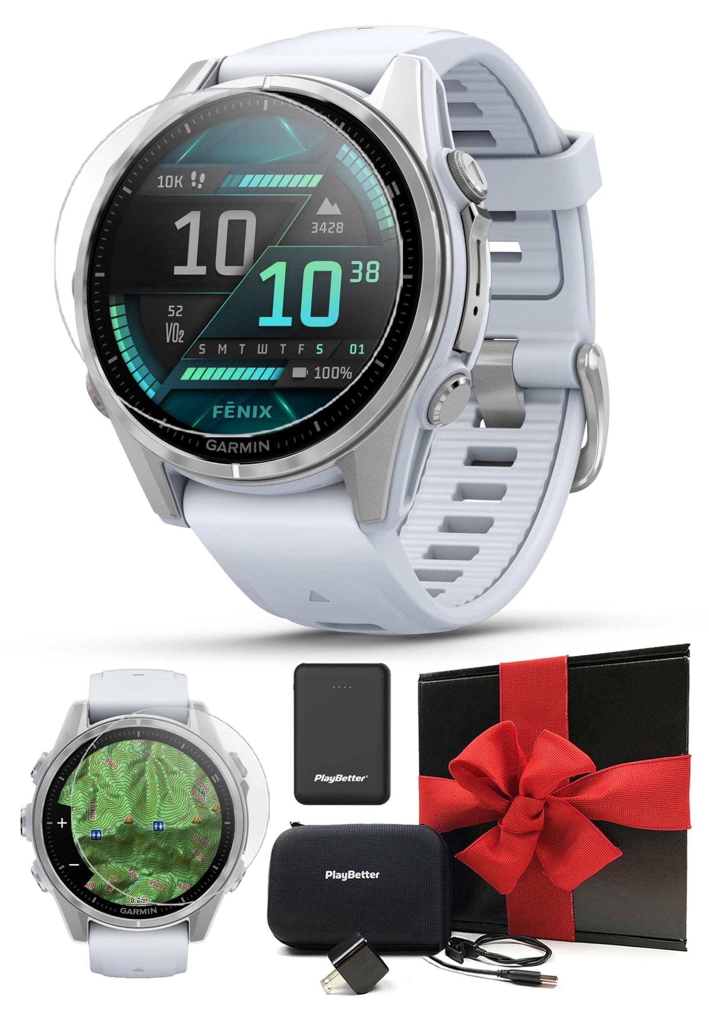 Garmin Fenix 8 AMOLED Sapphire (43mm, Carbon Gray DLC Titanium) Multisport GPS Smartwatch Gift Box Bundle - 1.3 Touchscreen, Bui