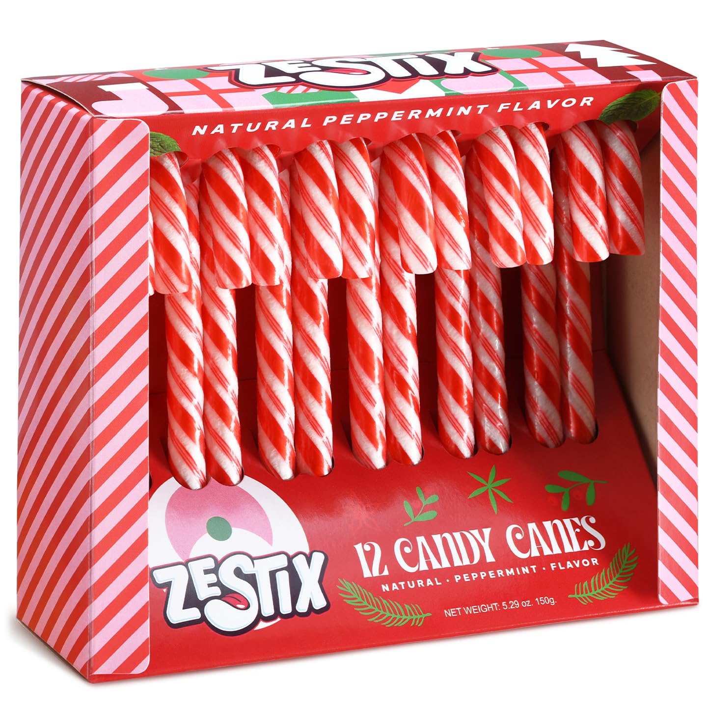 Candy Canes - Peppermint Holiday Candy Individually Wrapped 12 Count Christmas & Stocking Stuffers