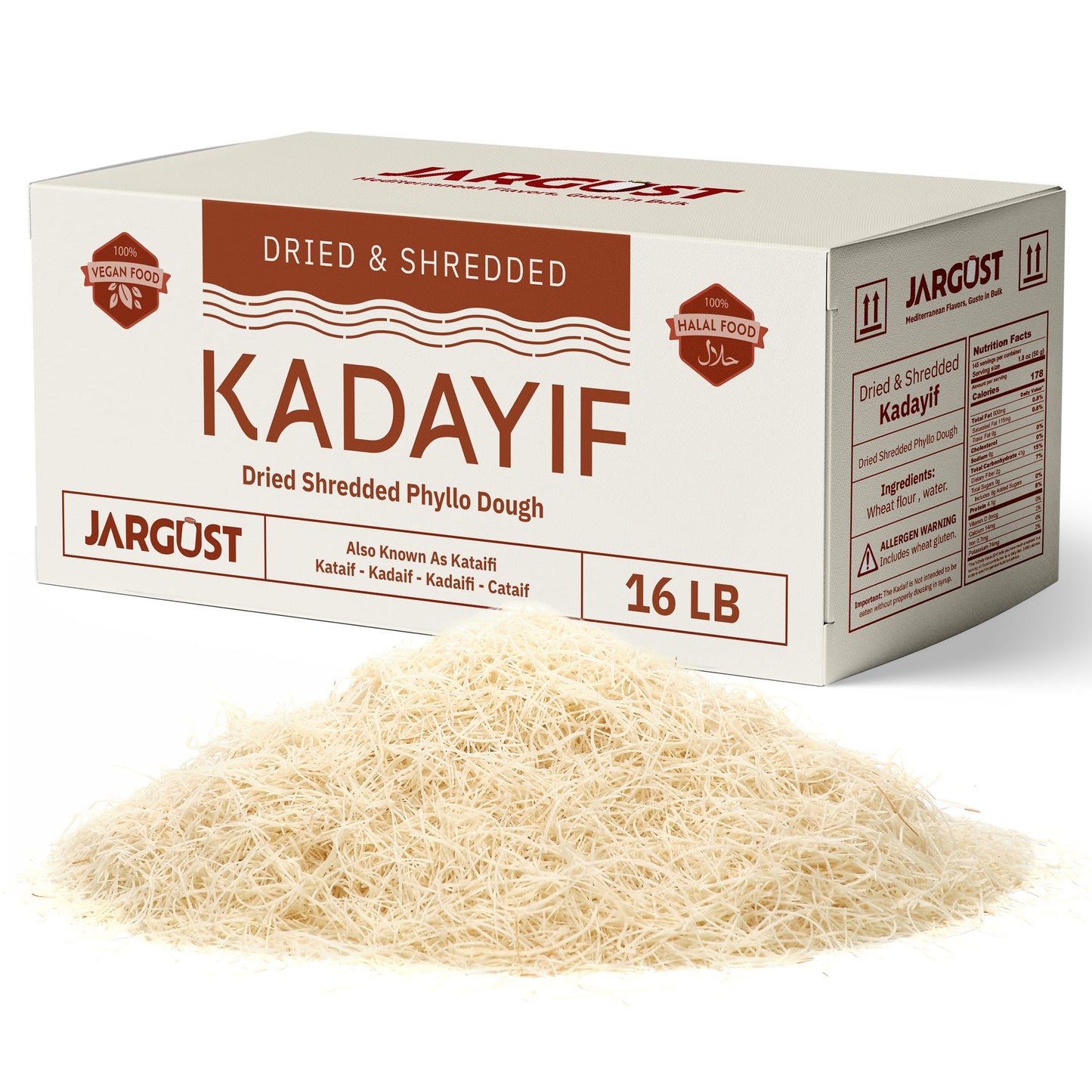 Bulk Dried & Shredded Kataifi 16lb Shredded Fillo Dough Pastry Dough Chopped Katayif Ingredient for The Viral Dubai Pistachio Chocolate Bar Shredded Phyllo Kunafa Knafeh Katifi