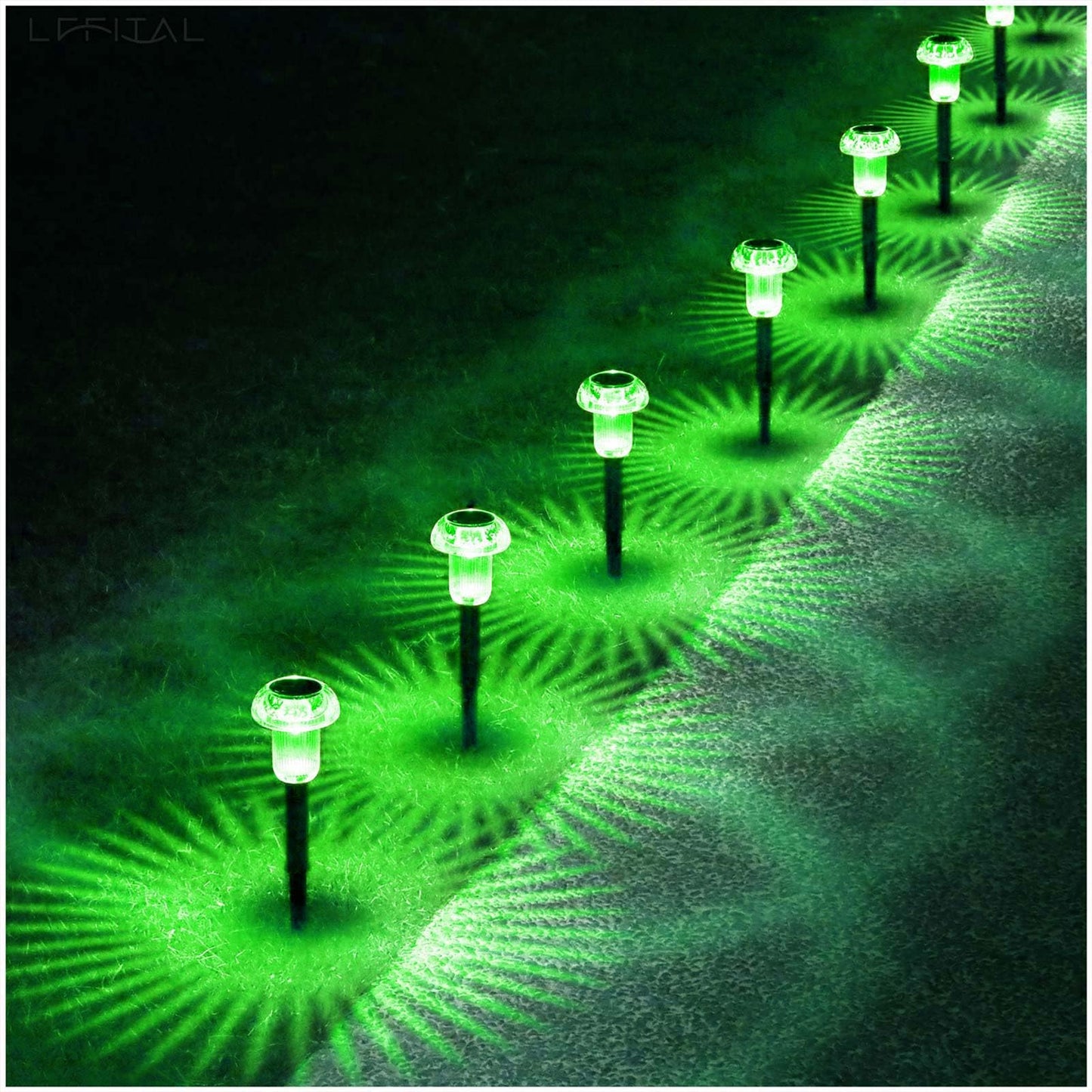 Lffital Halloween Solar Lights Outdoor 8 Pack Green Solar Pathway Lights Outdoor Mushroom Led Waterproof Lighting Stake For Outside Yard Path Garden Lawn Patio Landscape Decorations