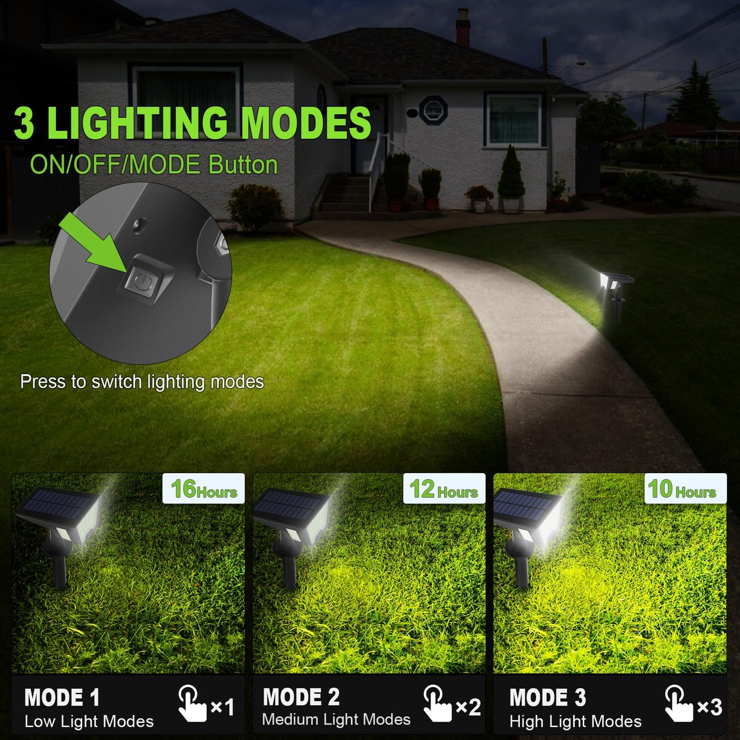 Latband Solar Spot Lights Outdoor Waterproof IP67, Solar Powered Lights Outdoor with 53 LED & 3 Modes, Landscape Spotlight Wall Light for Garden Yard Pathway Driveway 4 Pack (Cool White)