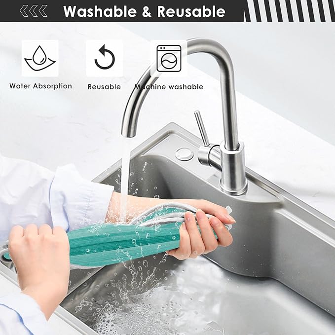 Kitchen Faucet Absorbent Mat,Teal Turquoise Green Wood Water Splash Guard for Sink, Faucet Drip Catcher Thicken Sponge Microfiber Faucet Water Catcher Mat Sink Absorbent Mat for Kitchen 23x5in 2 Pack