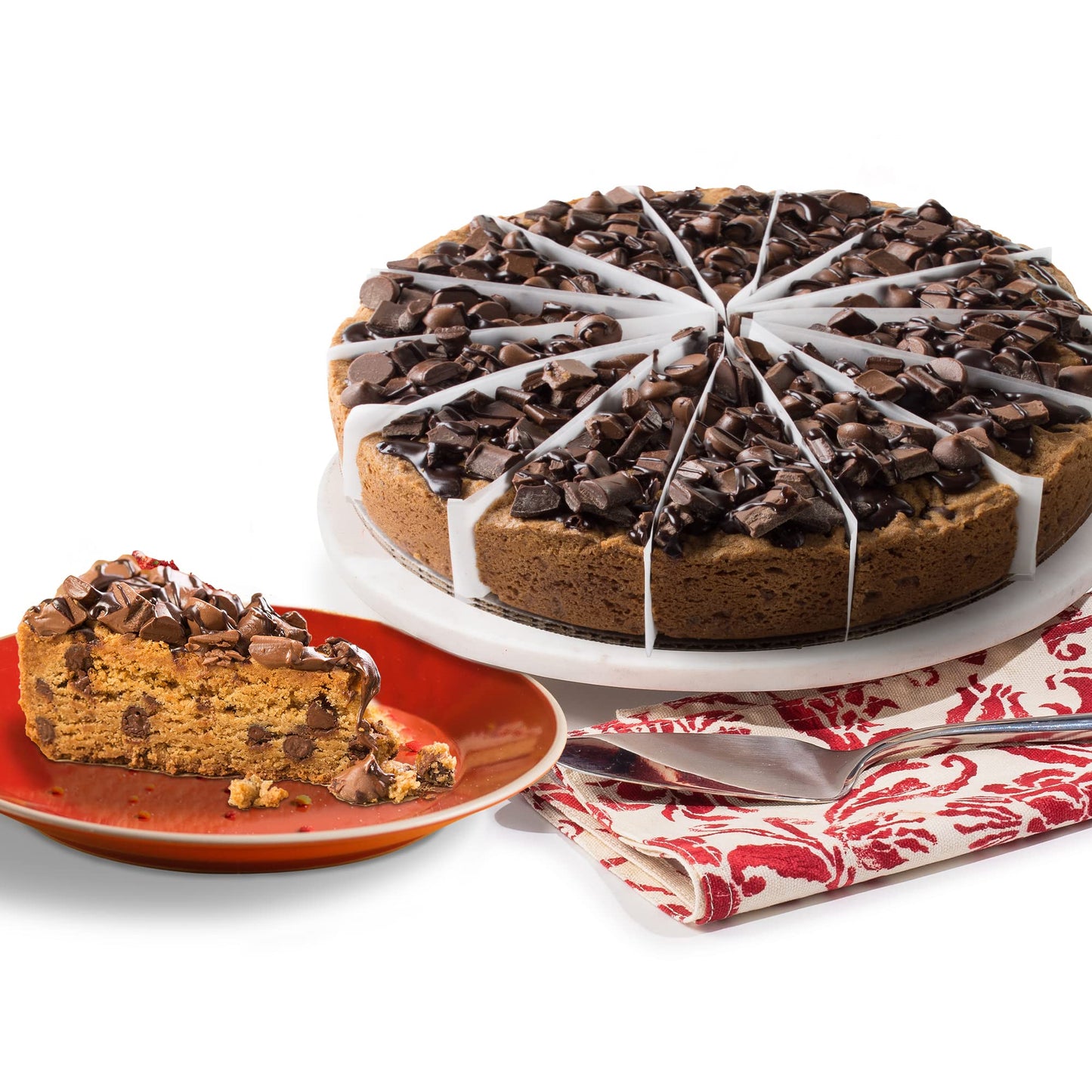 Davids Cookies Chocolate Chip Deep Dish Cookie Pie 10-Pre-sliced 14 pcs. Fresh Gourmet Bakery Dessert Filled With Chocolate Chi