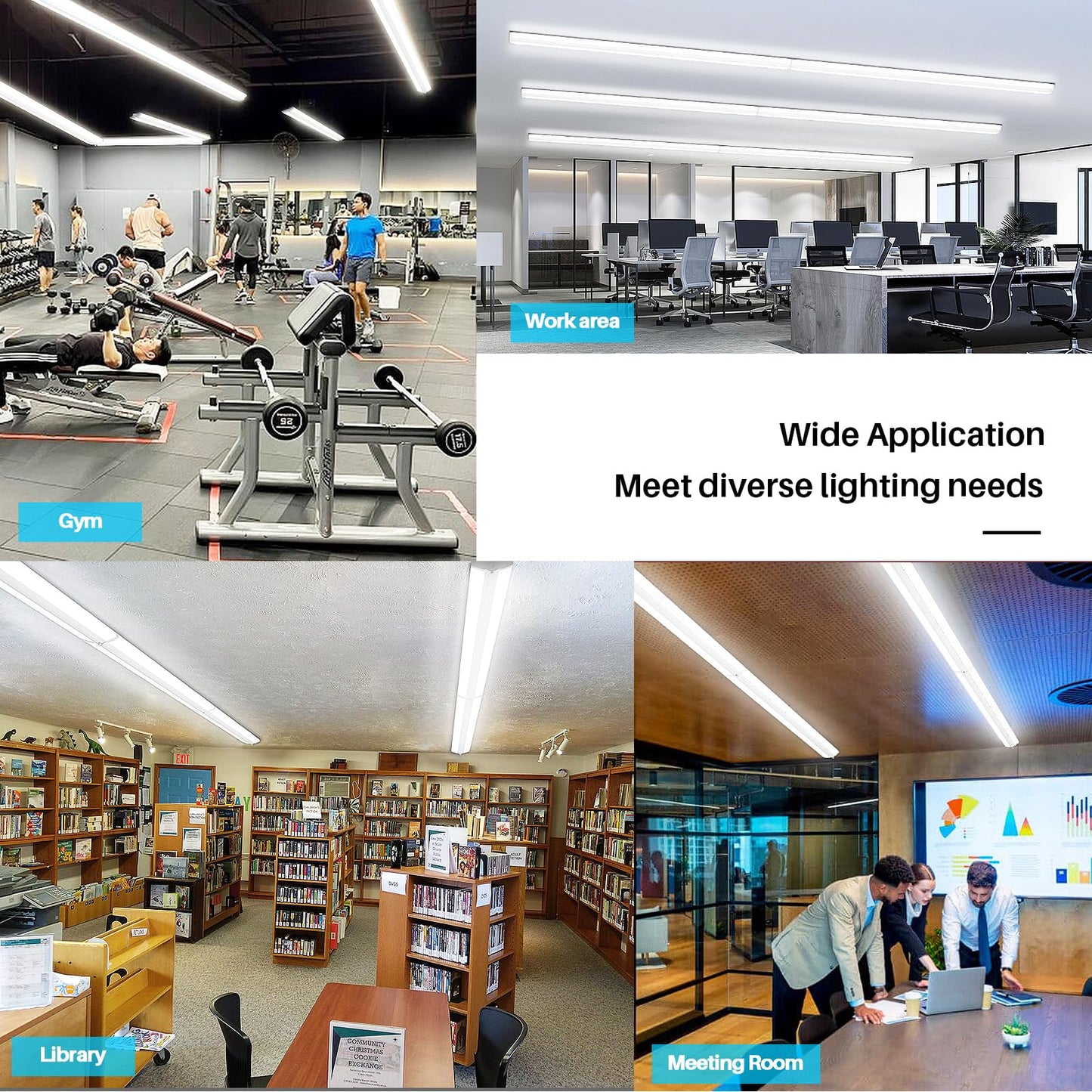 ANTLUX 8FT LED Shop Light, 110W, 12500LM, 5000K, Aluminum, Commercial Grade, 4 Pack