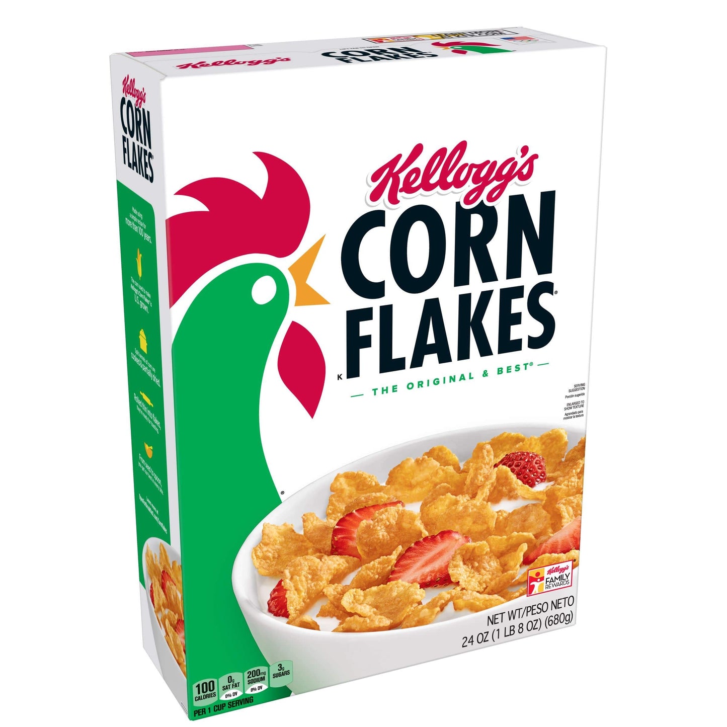 Kelloggs Corn Flakes Cereal - The Original & Best Breakfast Cereal, Fat-Free, 24 oz Box