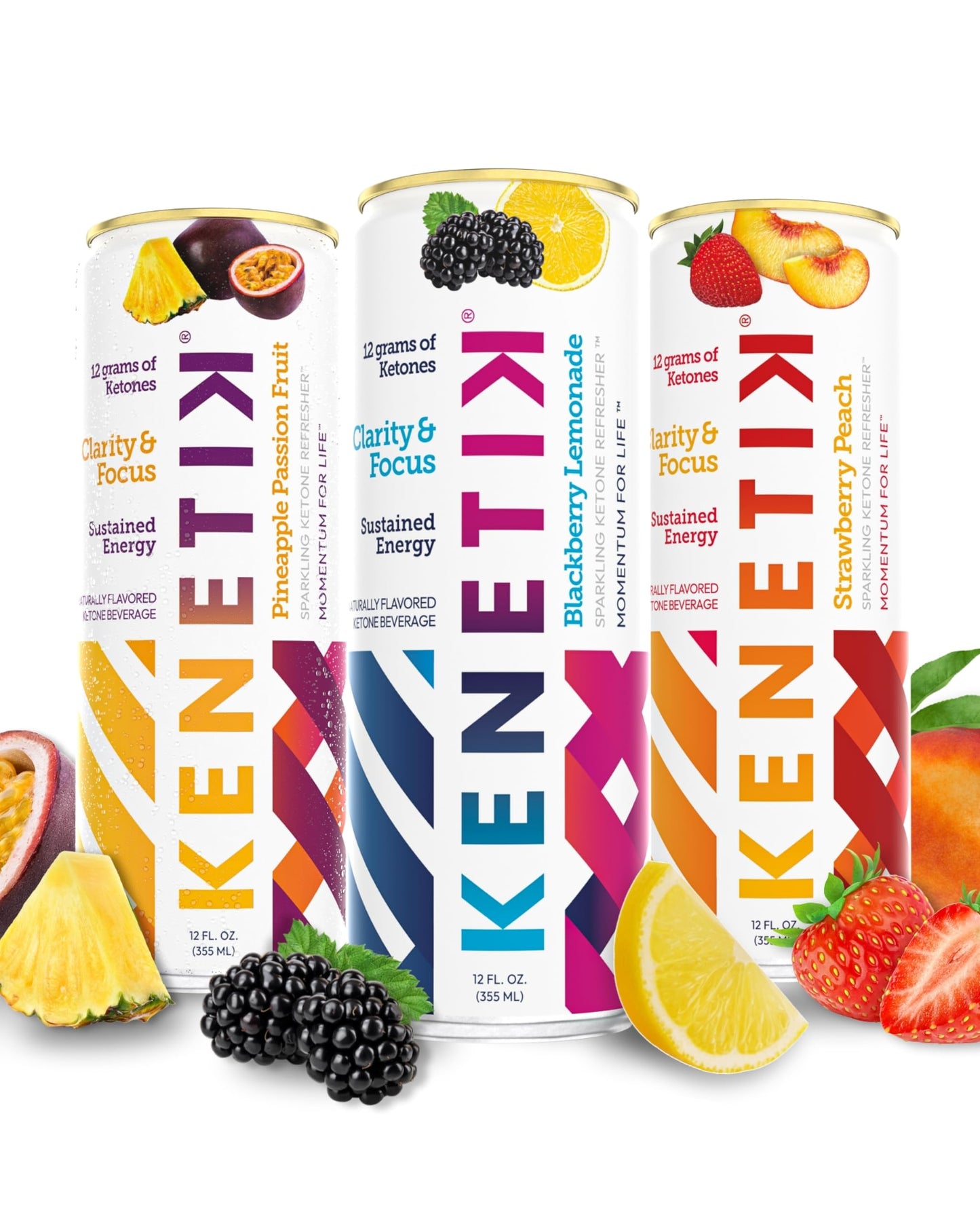 KENETIK Nootropic Ketone Drink Ketones for Energy & Focus Caffeine & Sugar Free High Performance D-BHB Ketone Mix Fuel w/Zero Crash or Jitters Ready to Drink - Variety 6 Pk