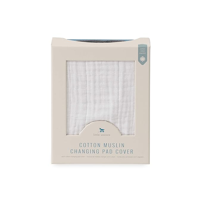 Little Unicorn Premium Changing Pad Cover | Extra Soft & Breathable Muslin Fabric (White)