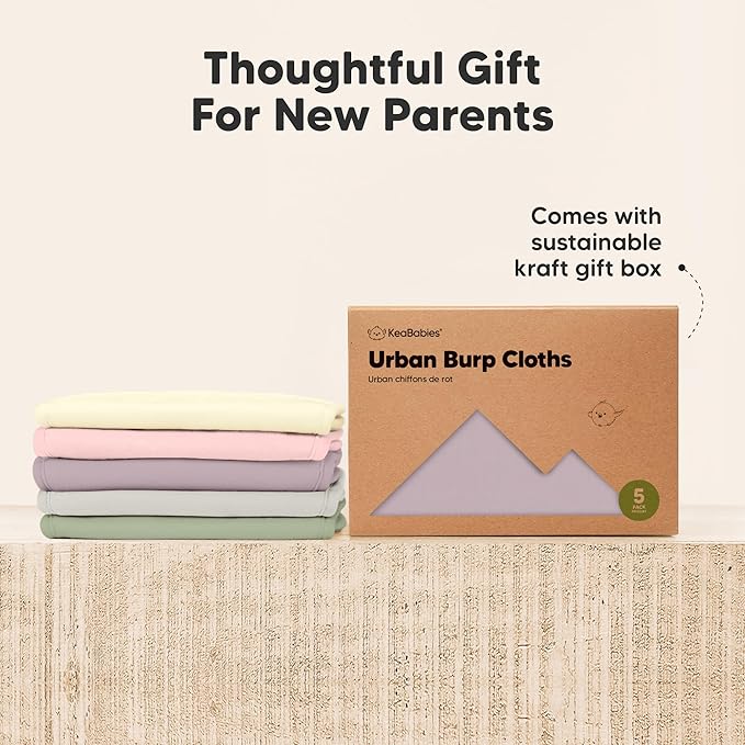 Organic Burp Cloths Baby Boy & Girl - 5-Pack Super Absorbent Cotton Burping Cloths for Babies, Soft & Plush Newborn Spit Up Rags, Infant Towels for Milk Spit Up, Unisex, Large 21" x 10" (Dew)