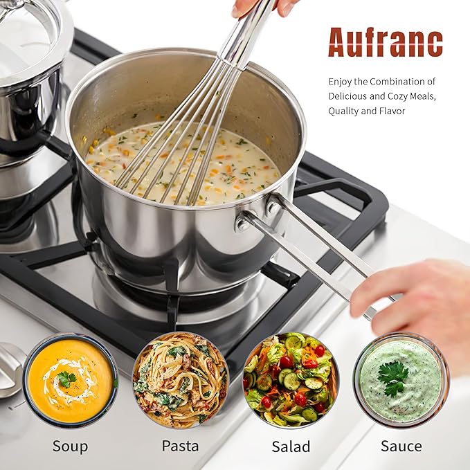 Stainless Steel pots and pans set, 6 Piece Nonstick Kitchen Induction Cookware Set,Works with Induction/Electric and Gas Cooktops, Nonstick, Dishwasher