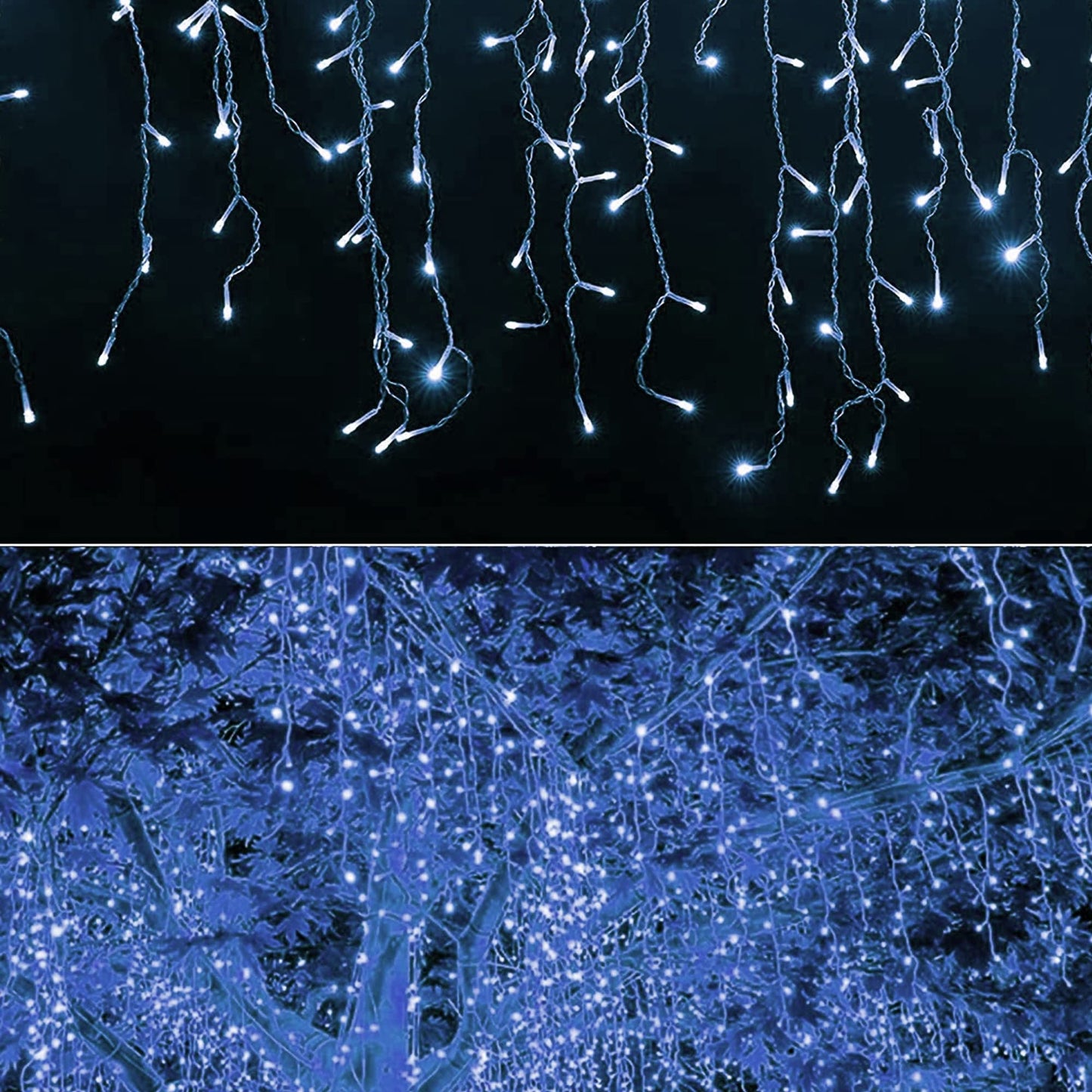 Dazzle Bright 360 LED Christmas Icicle Lights, 29.5 FT, 8 Modes, Connectable, White, Model HB-360BCOI