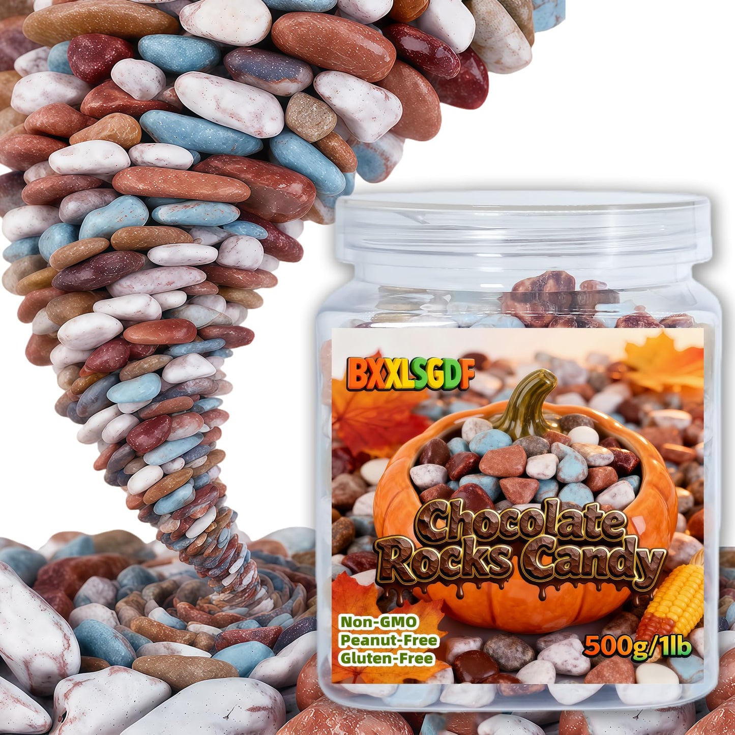 Chocolate Rocks Candy Mix - Chocolate Chunks, Pebbles & Stones for Baking Decorations - Resealable Tub, 17.6 oz (500g)